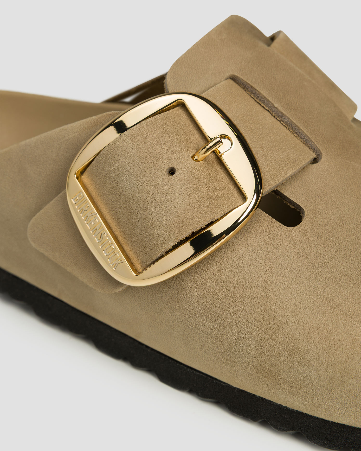 Ciabatte marroni da donna Birkenstock Boston Big Buckle Leoi Narrow