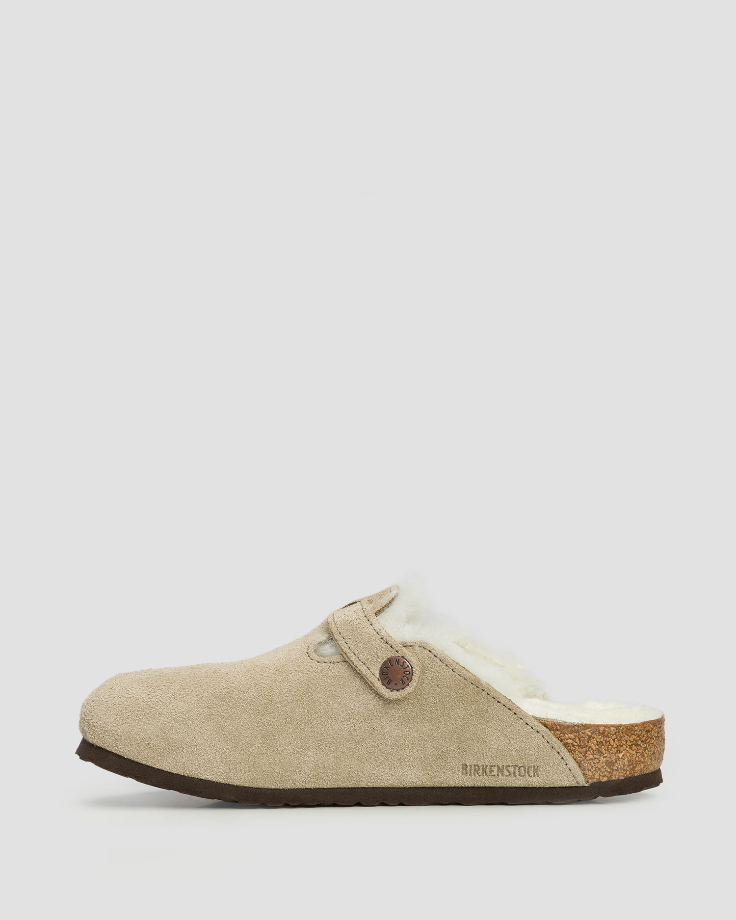 Sabots beiges pour enfants Birkenstock Boston Kids LEVE Shearling