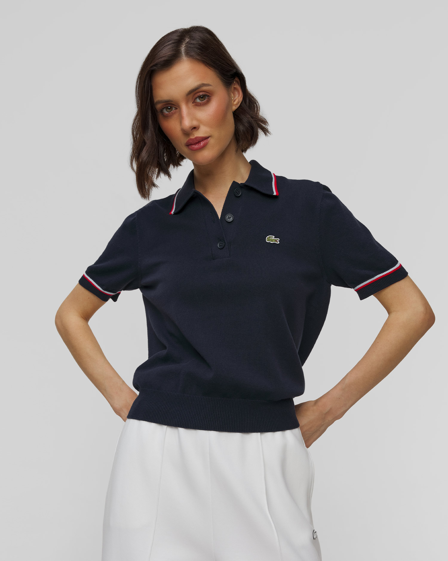 Sweter z krótkim rękawem damski Lacoste