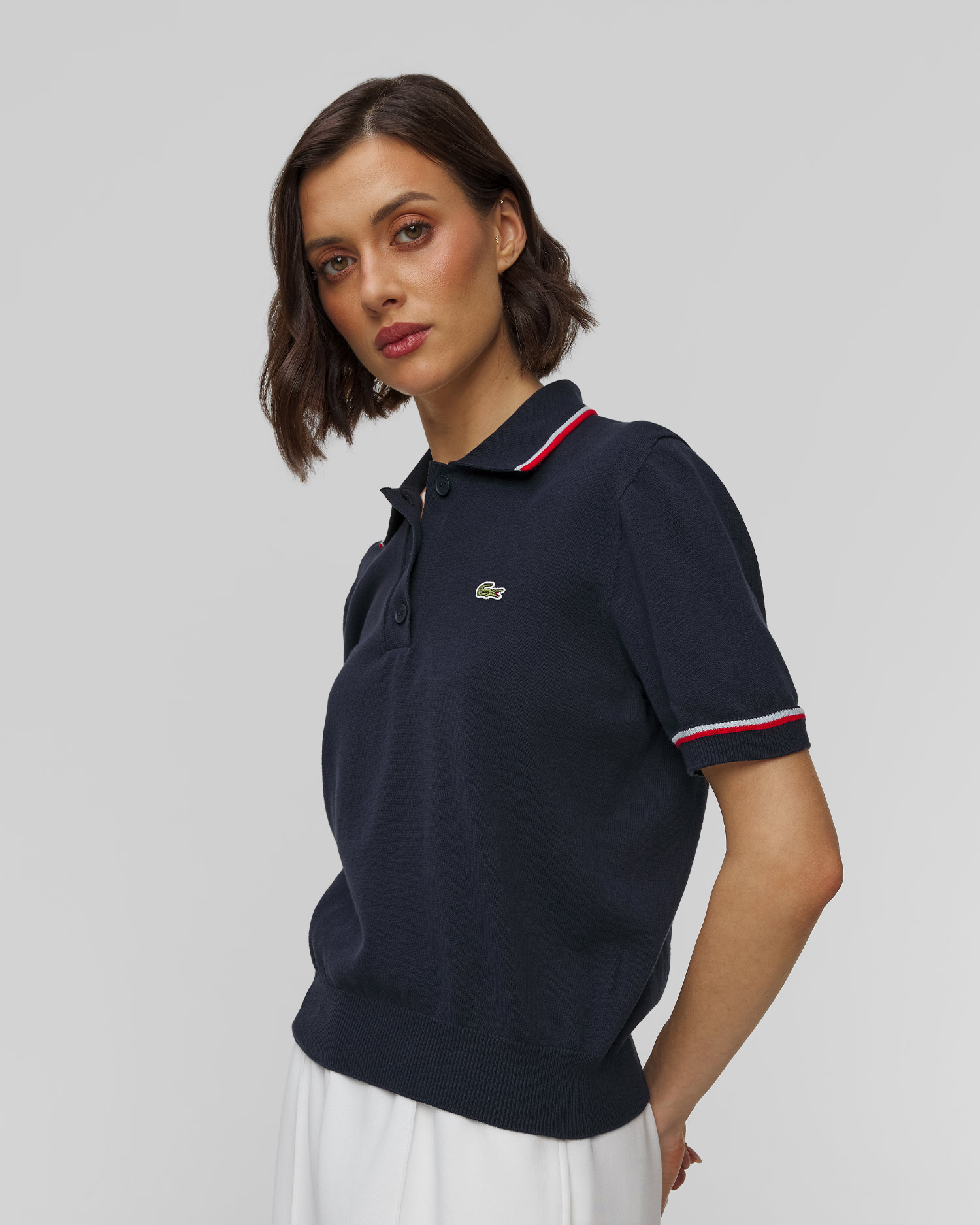 Sweter z krótkim rękawem damski Lacoste