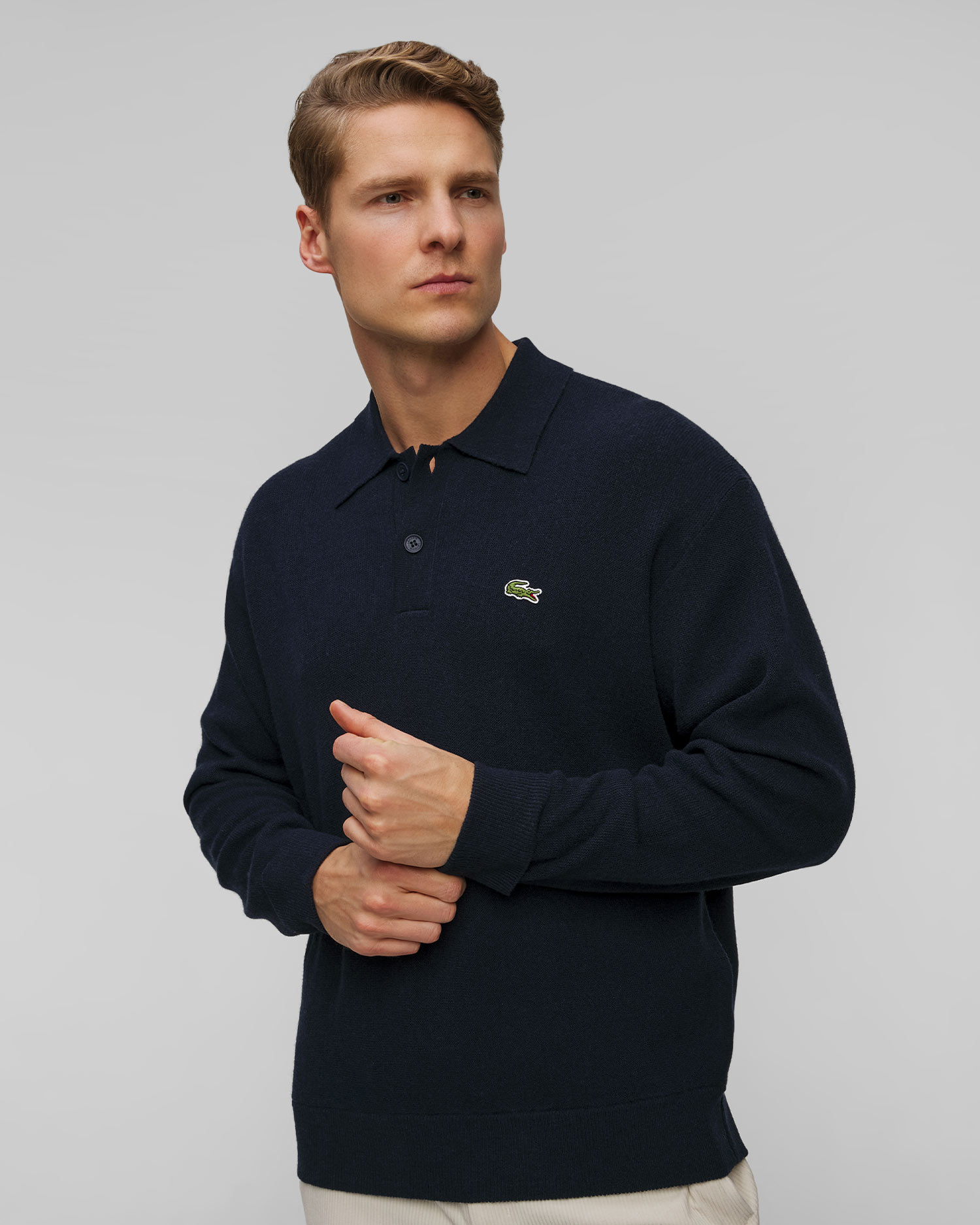 Pull polo bleu marine pour hommes Lacoste AH0582 