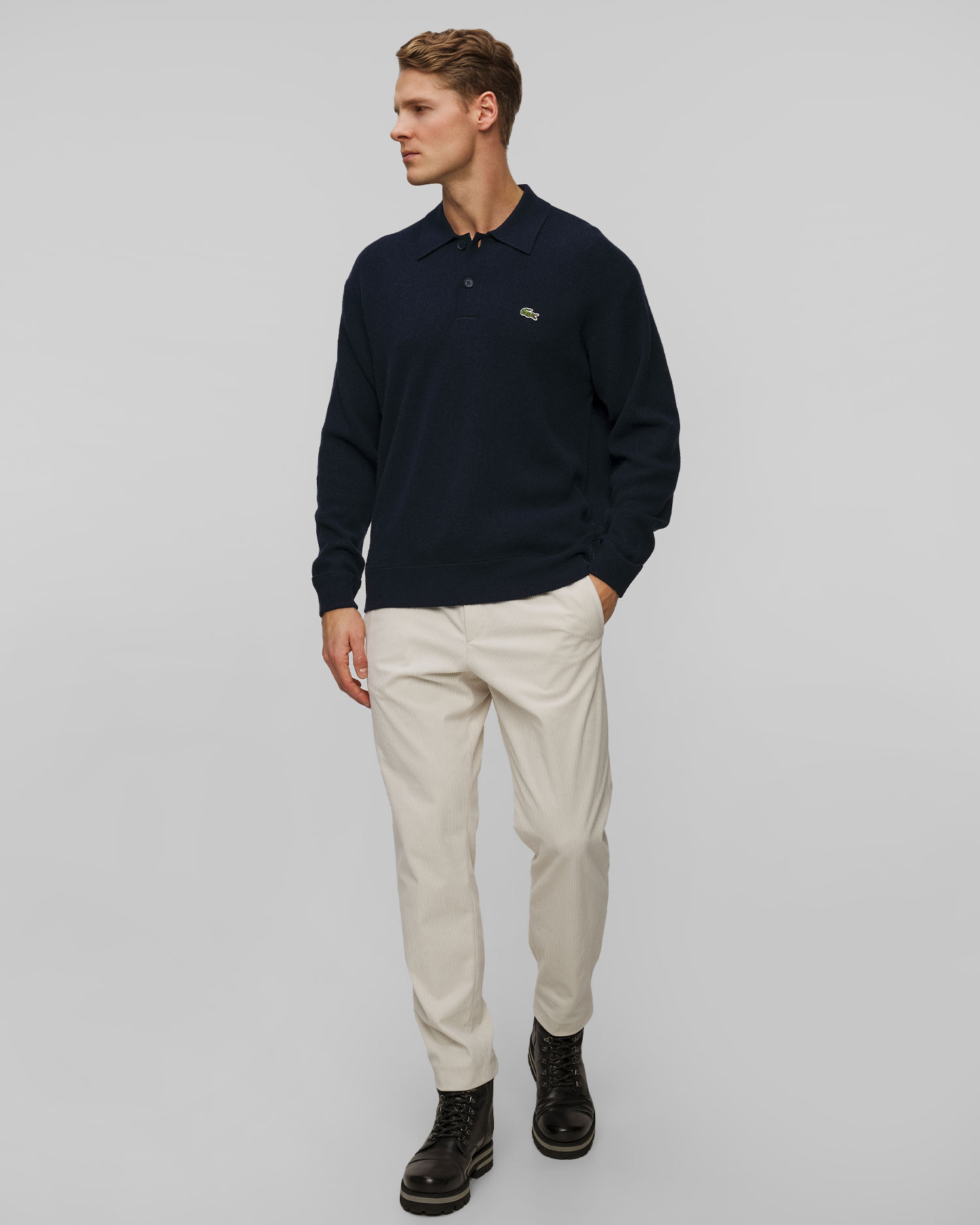Pull polo bleu marine pour hommes Lacoste AH0582 