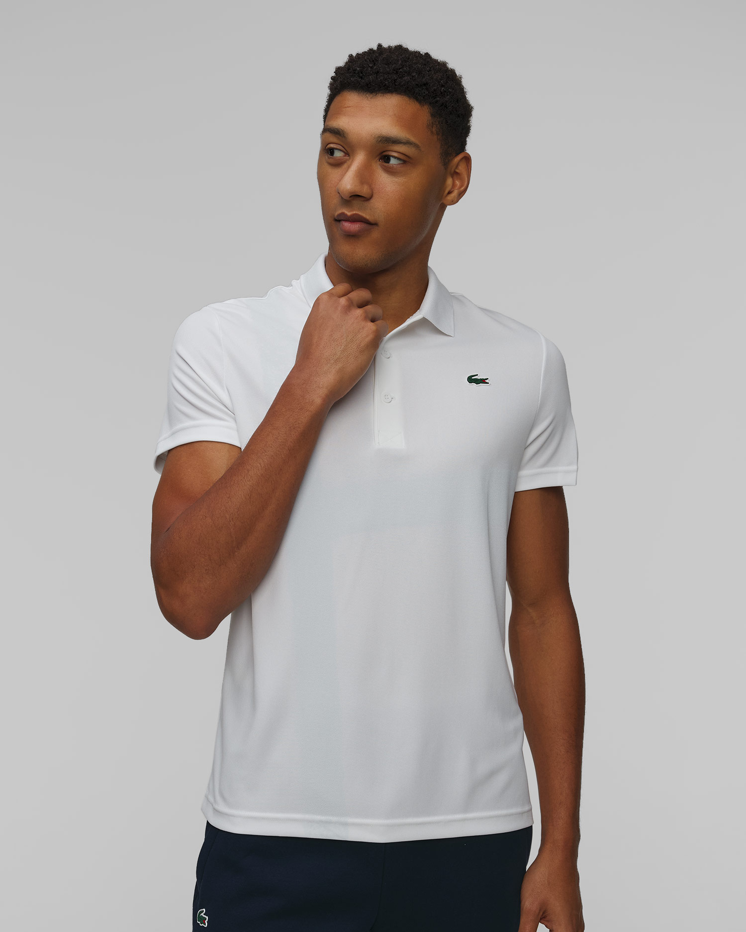 Pánska biela tenisová polokošeľa Lacoste x Novak Djokovic