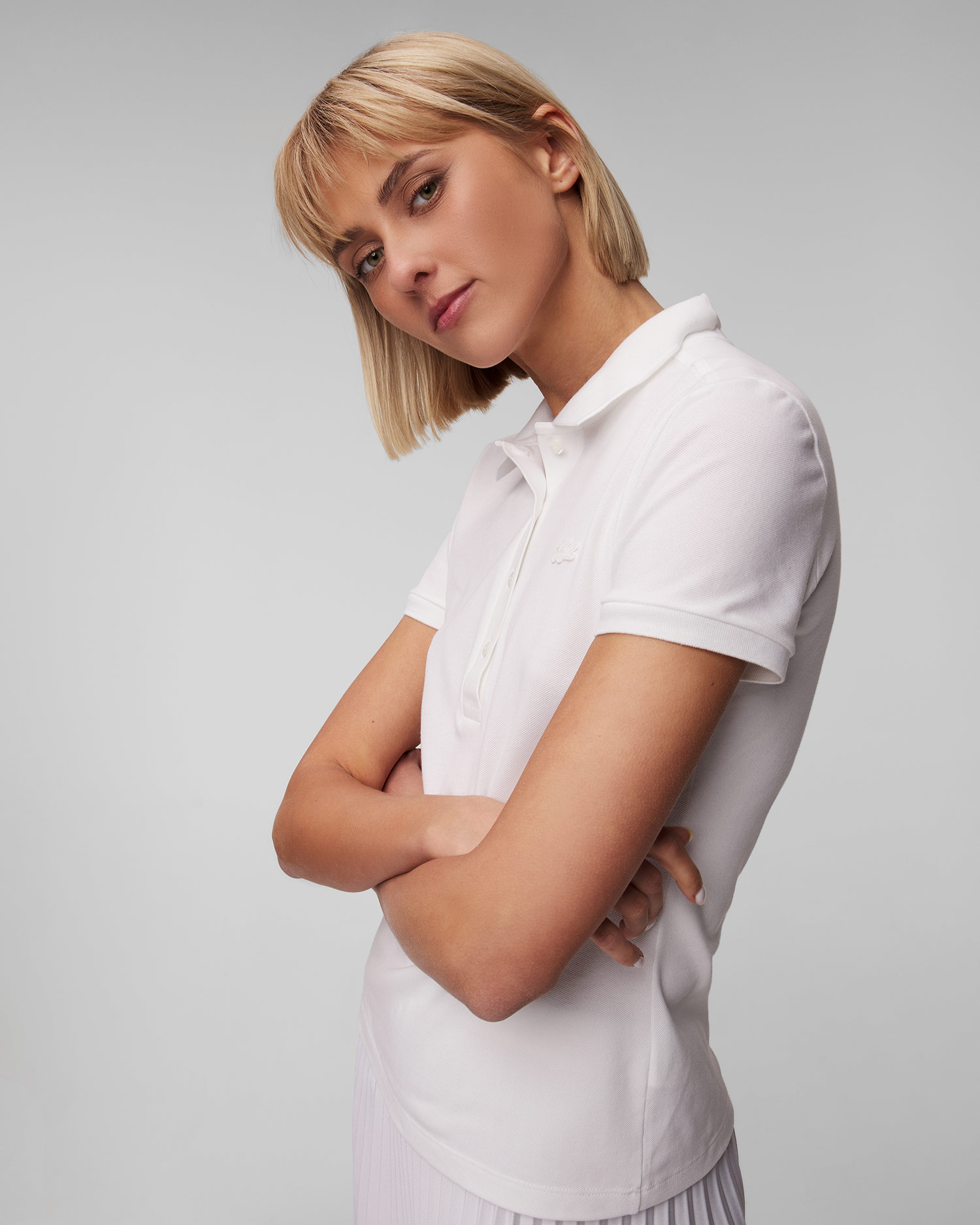 Tricou polo alb pentru femei Lacoste PF5462