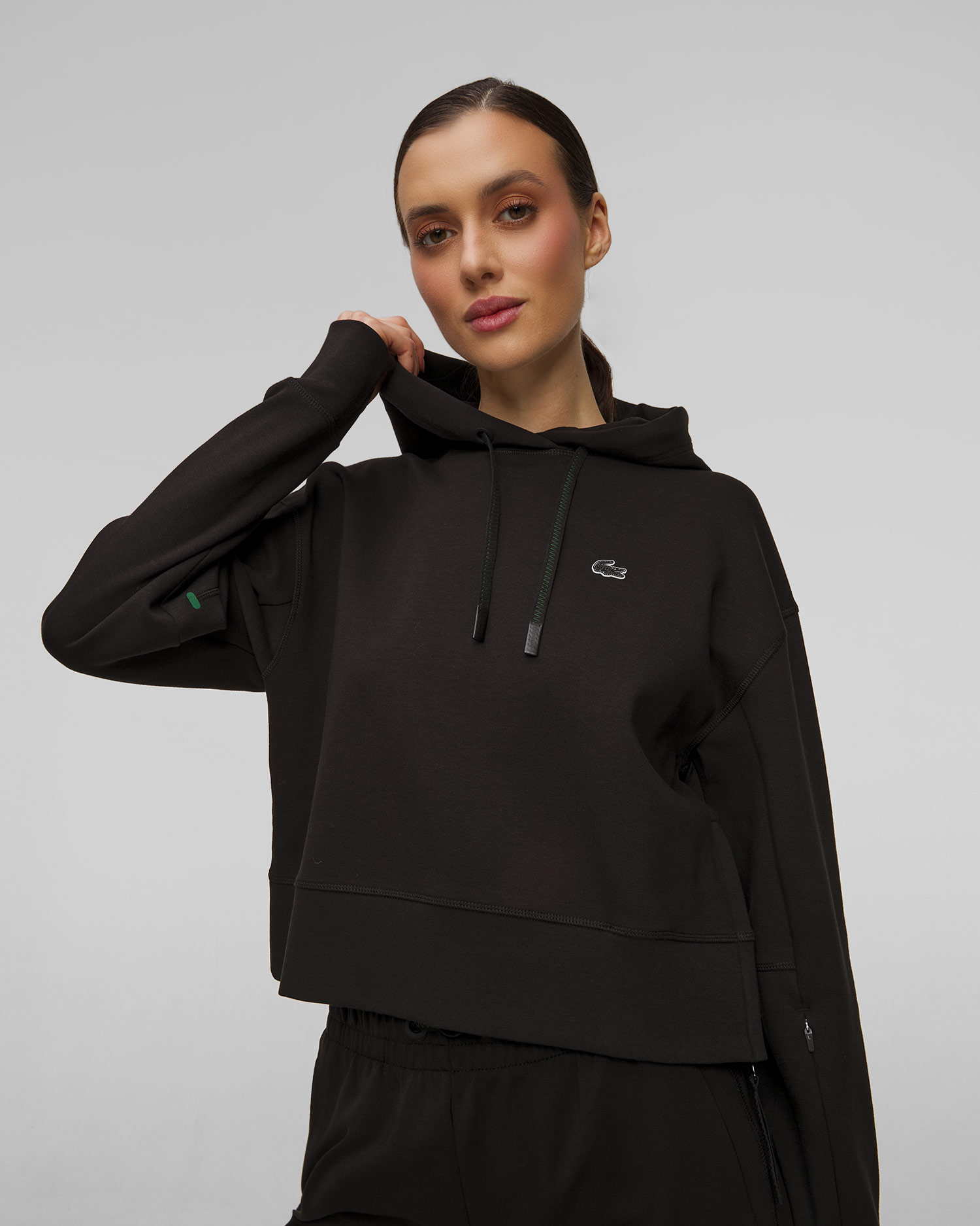 Women's black short hoodie Lacoste SF0281