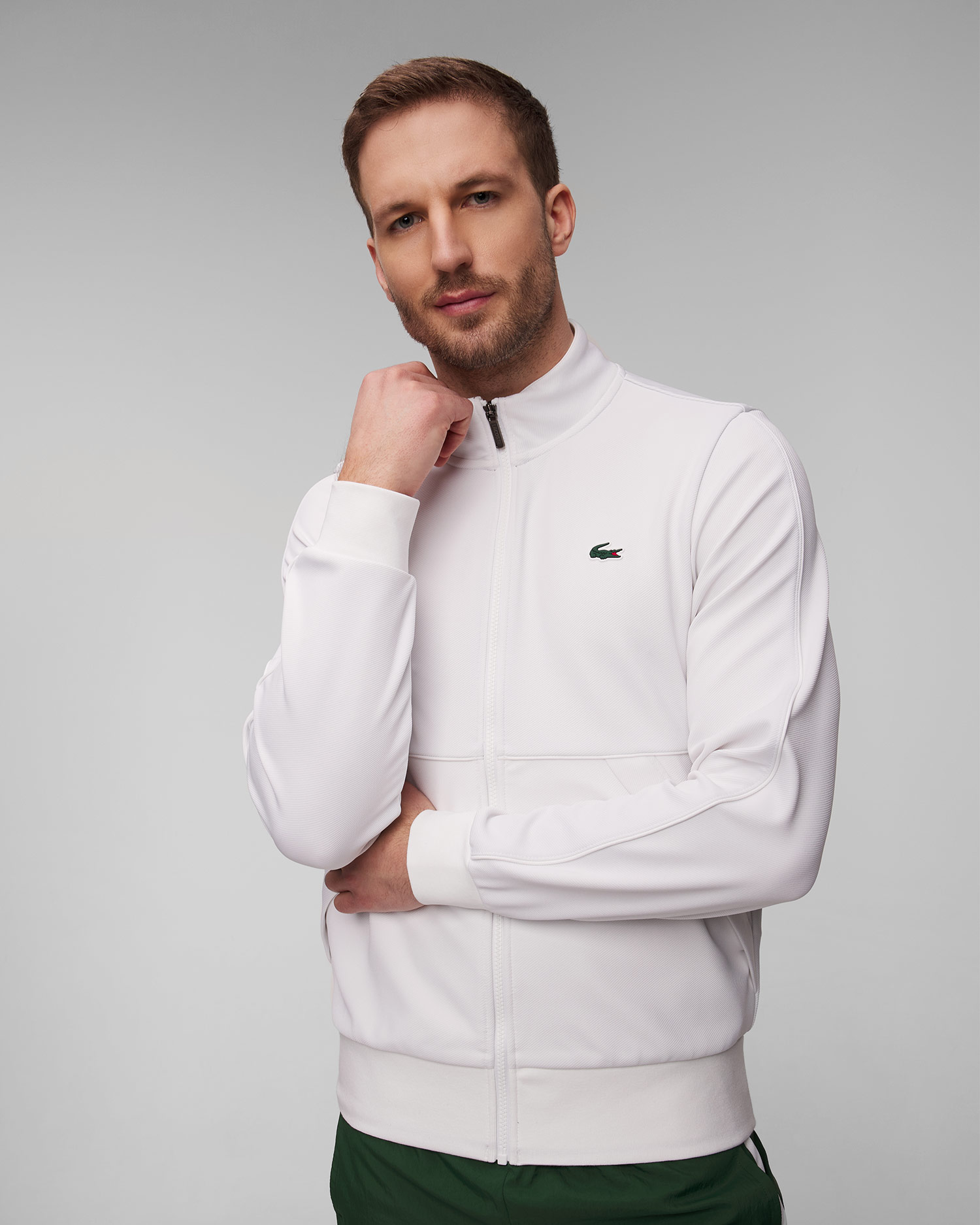 Felpa bianca sportiva da uomo Lacoste SH3444