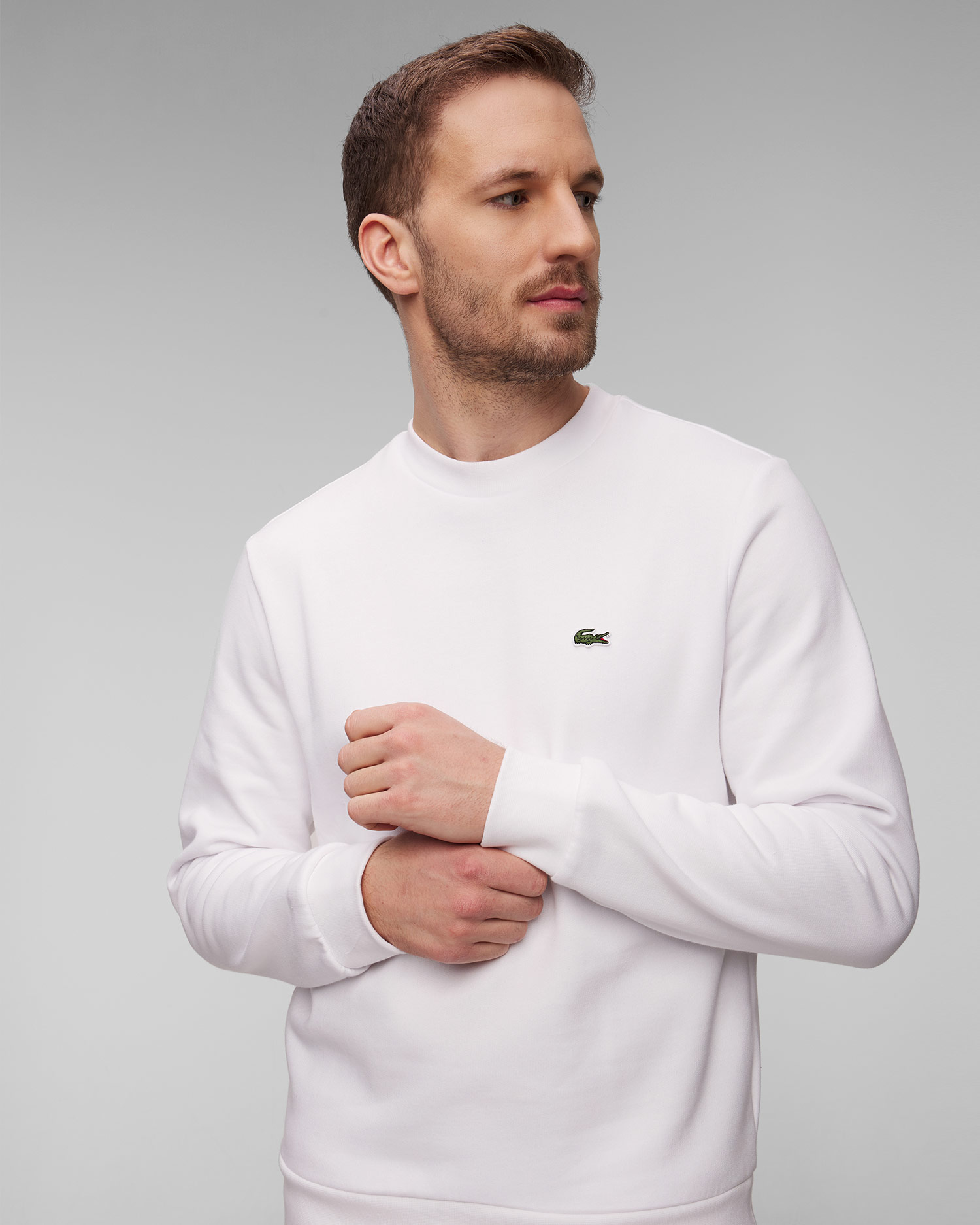 Felpa bianca da uomo Lacoste SH9608