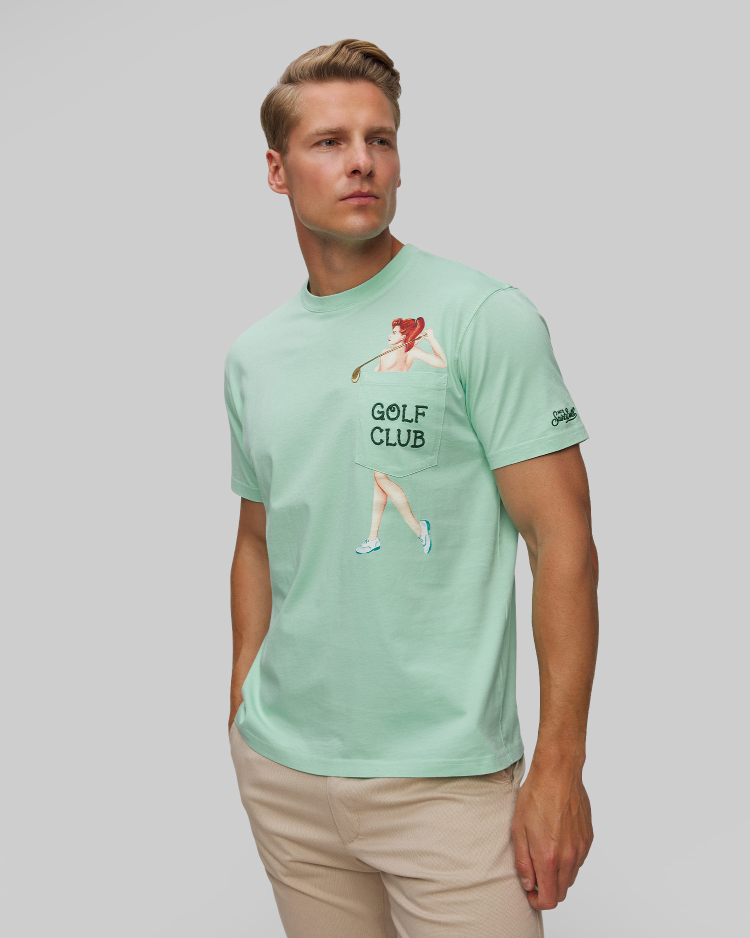 Zielony T-shirt męski MC2 Saint Barth Austin