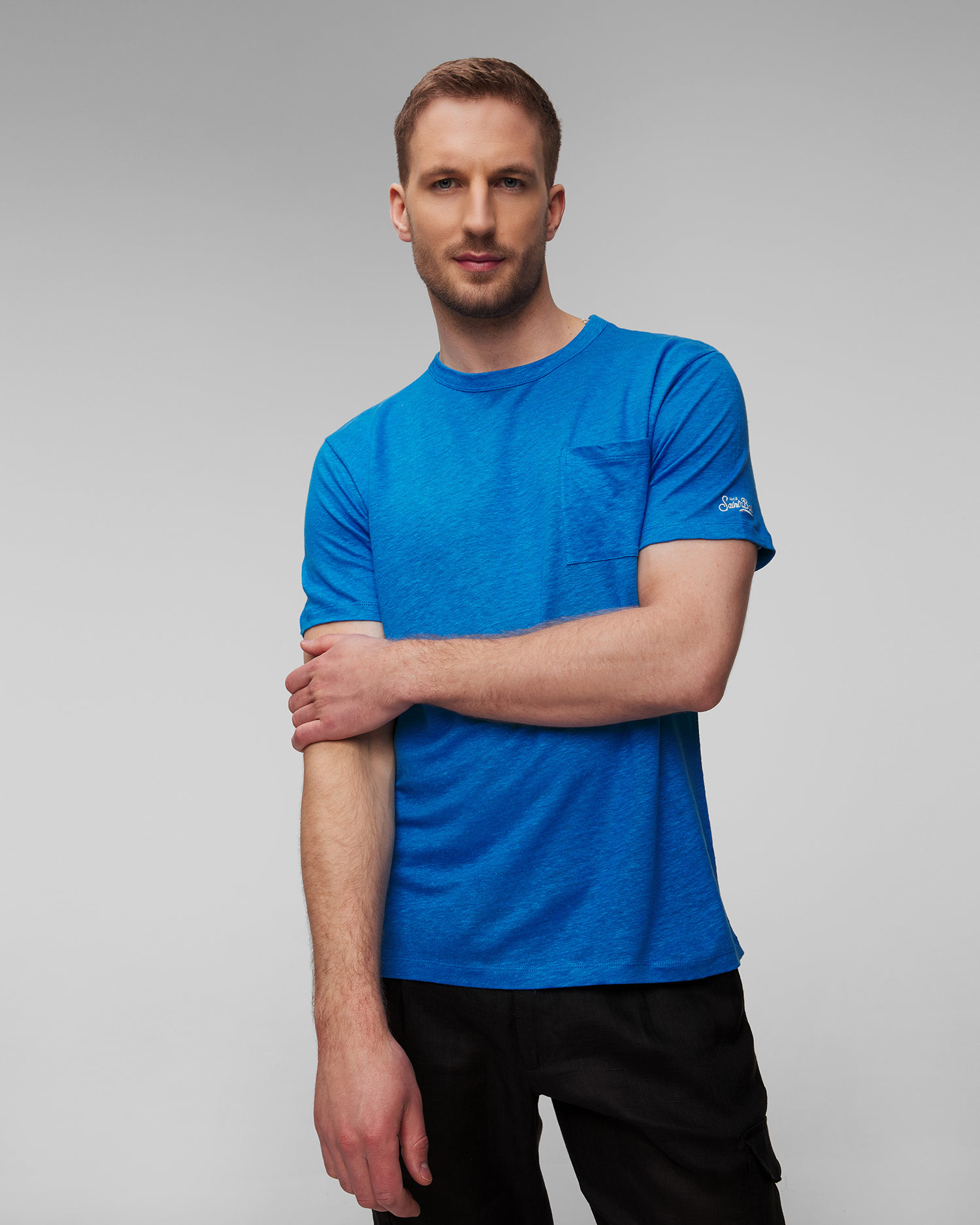 Men's blue linen T-shirt MC2 Saint Barth