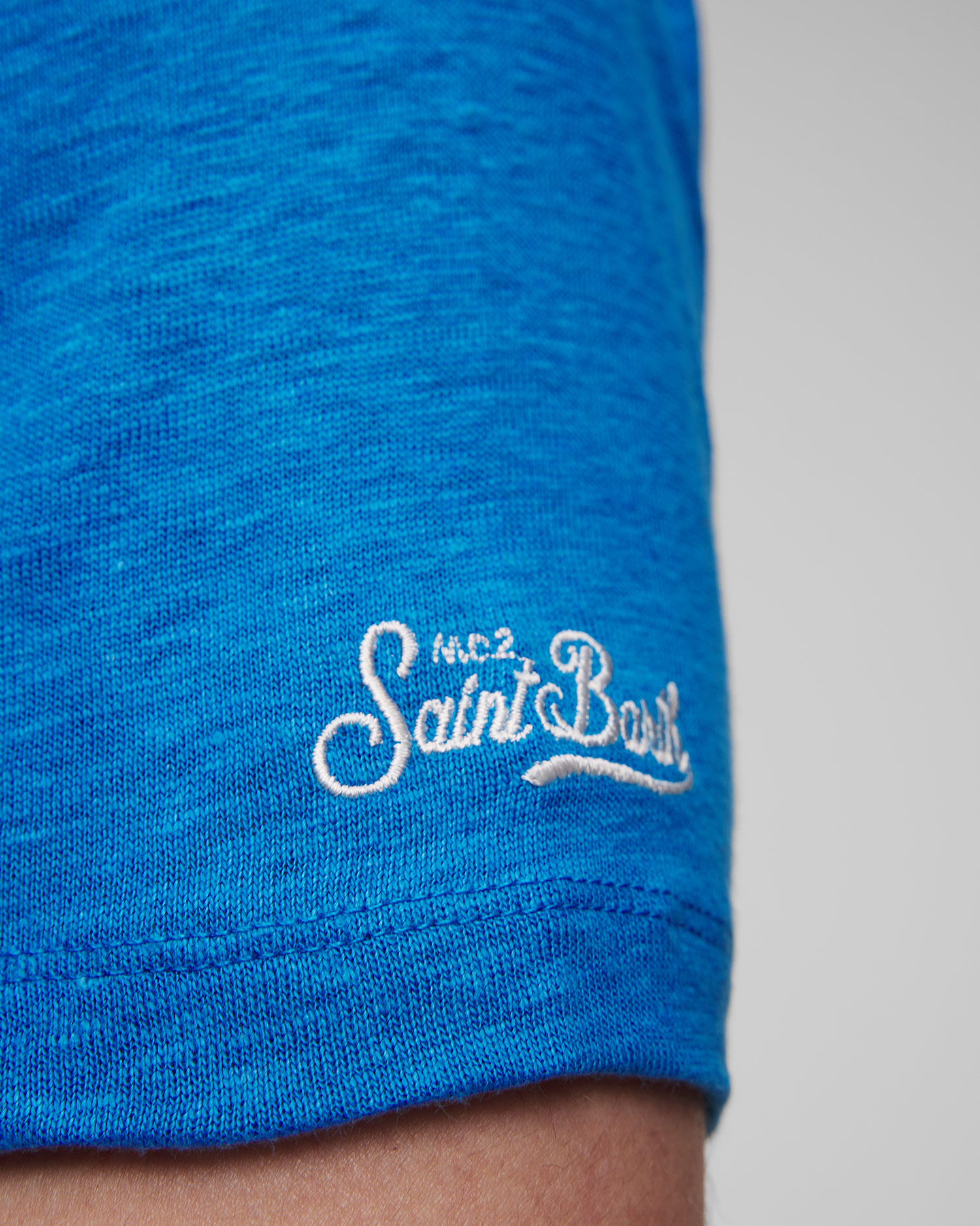 MC2 Saint Bart Herren-T-Shirt aus Leinen in Blau