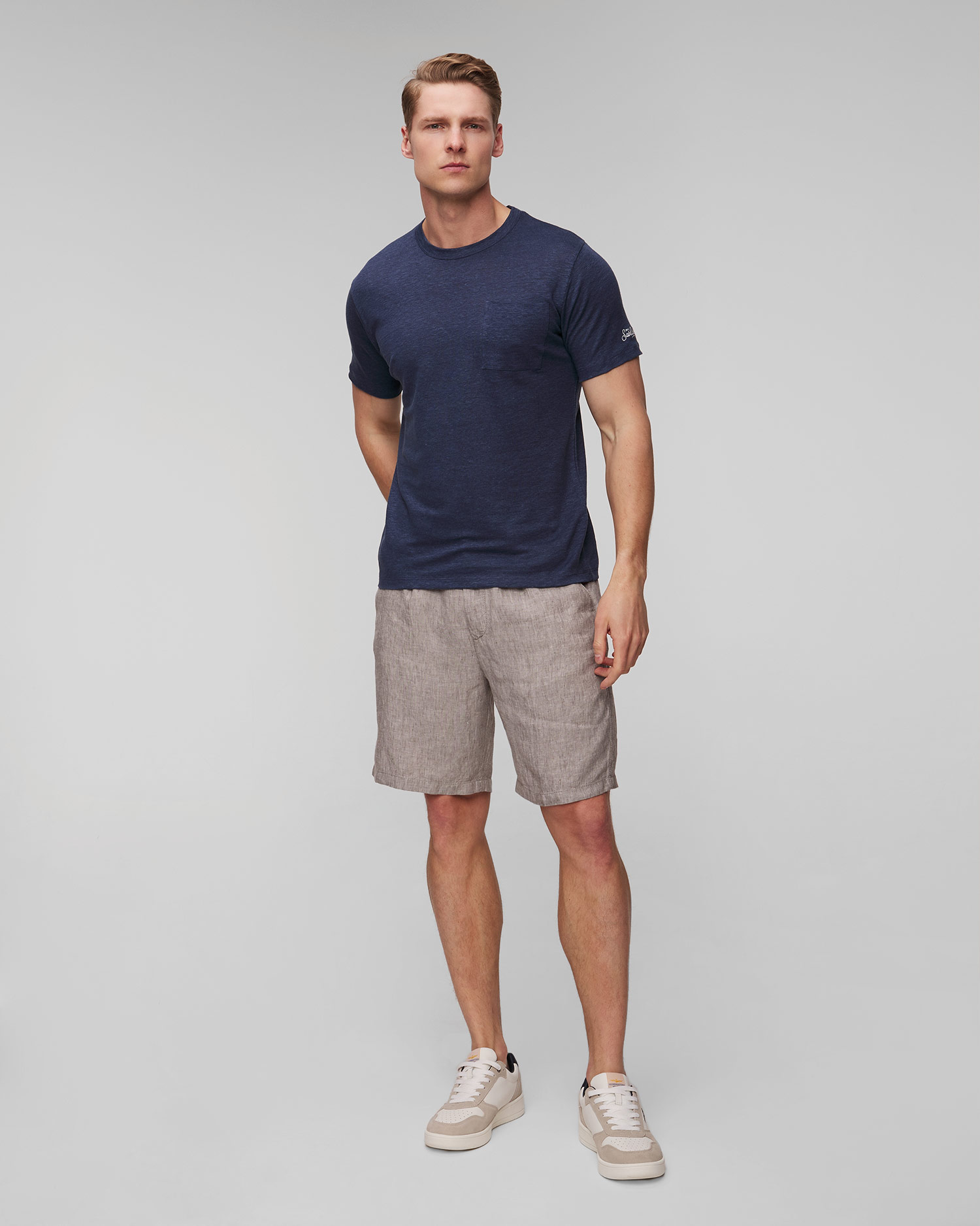 T-shirt en lin bleu marine pour hommes MC2 Saint Barth