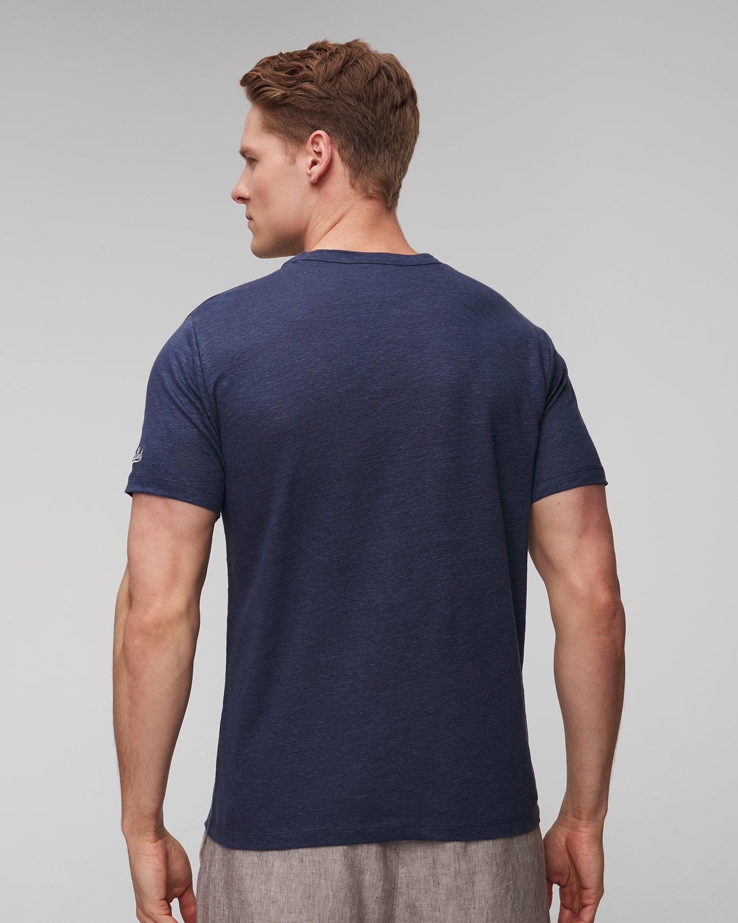 T-shirt en lin bleu marine pour hommes MC2 Saint Barth