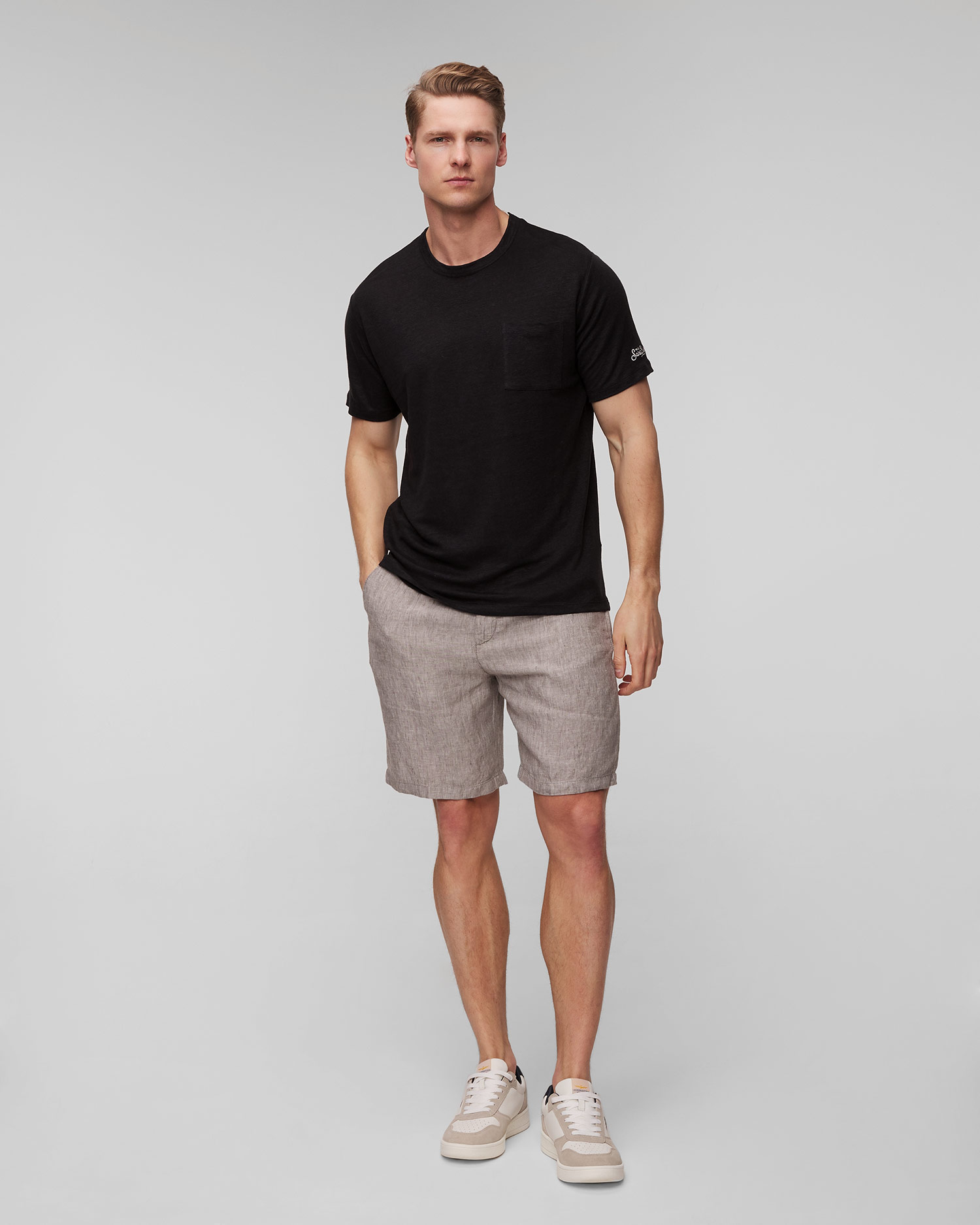 MC2 Saint Bart Herren-T-Shirt aus Leinen in Schwarz
