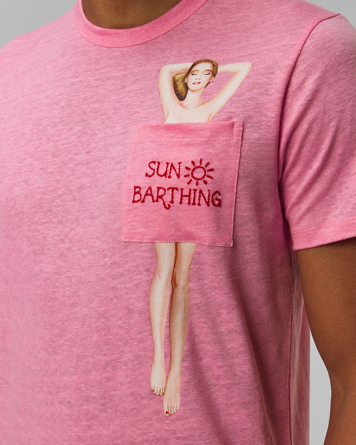 Men's pink linen T-shirt MC2 Saint Barth Ecstasea