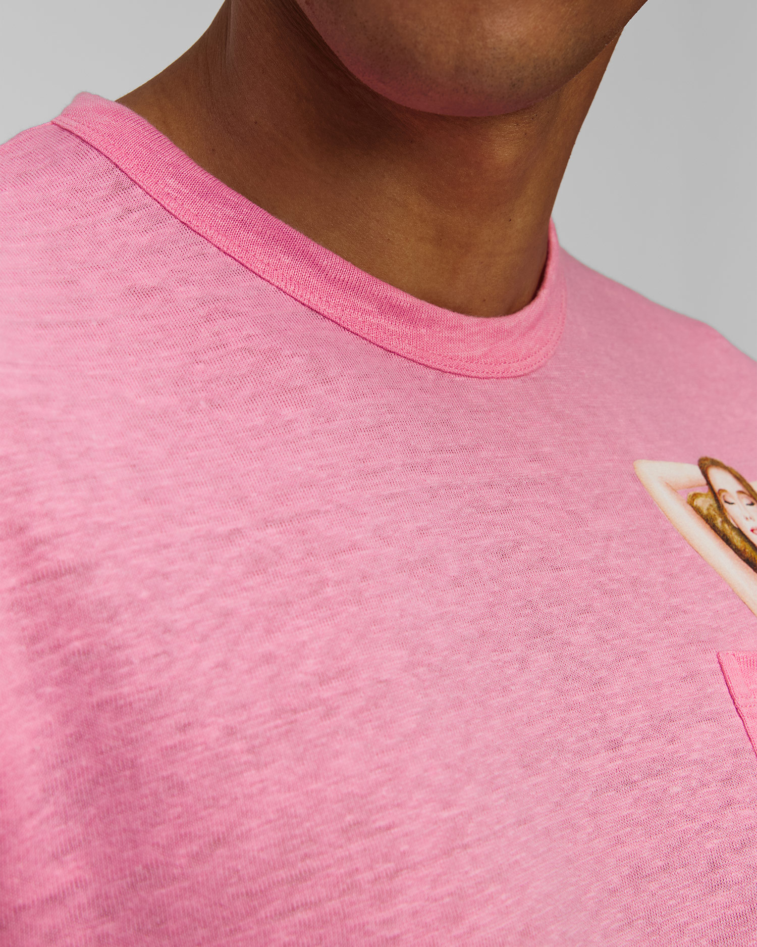 Men's pink linen T-shirt MC2 Saint Barth Ecstasea