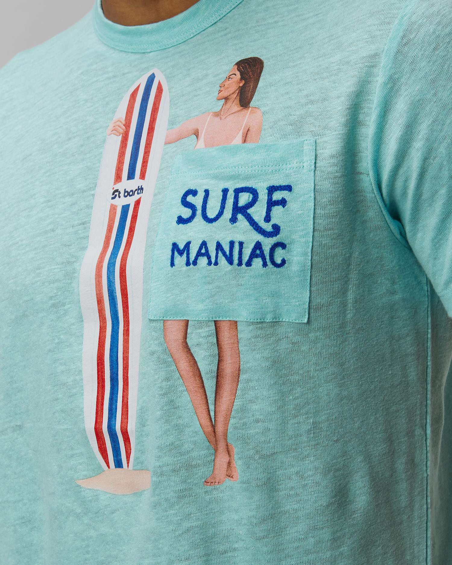 Men's blue linen T-shirt MC2 Saint Barth Ecstasea