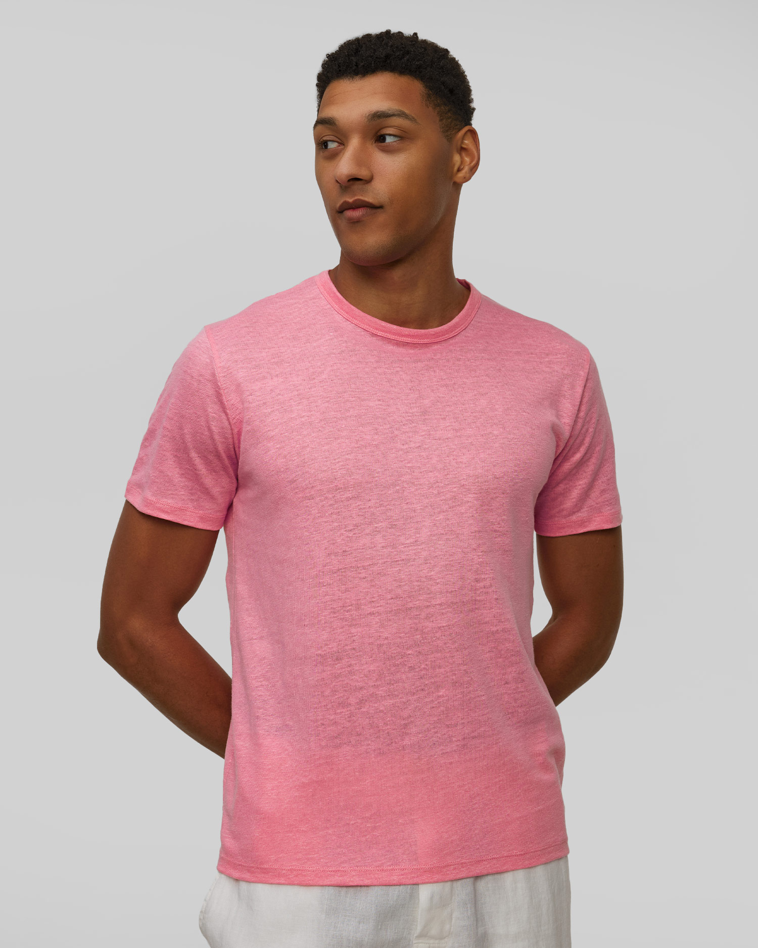 Men's pink linen T-shirt MC2 Saint Barth Ecstasea N