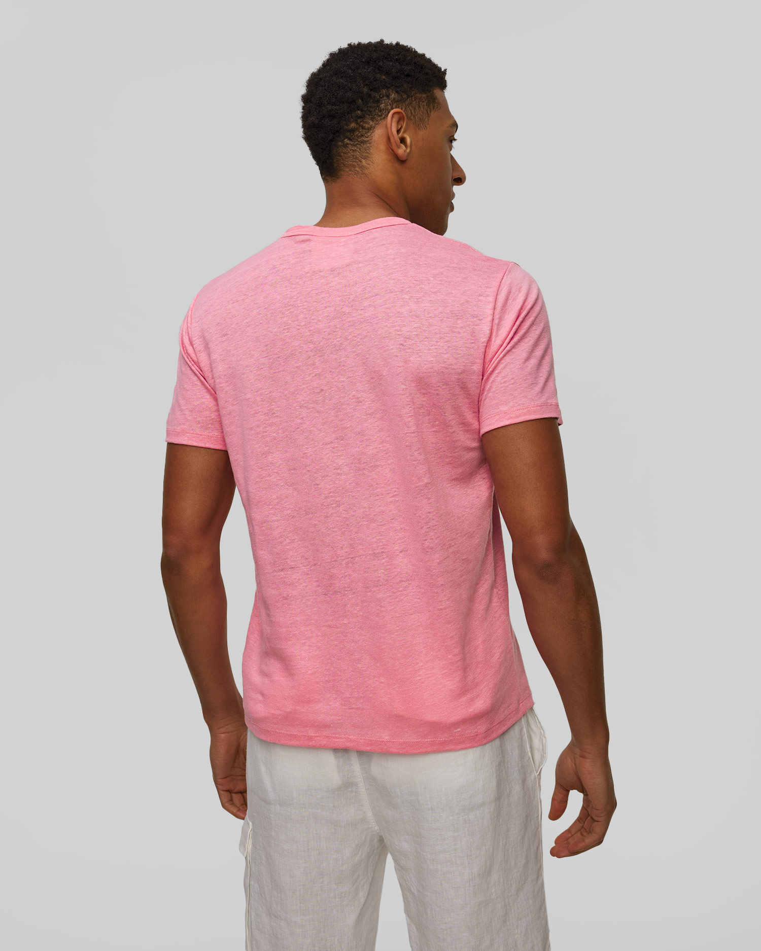 Men's pink linen T-shirt MC2 Saint Barth Ecstasea N