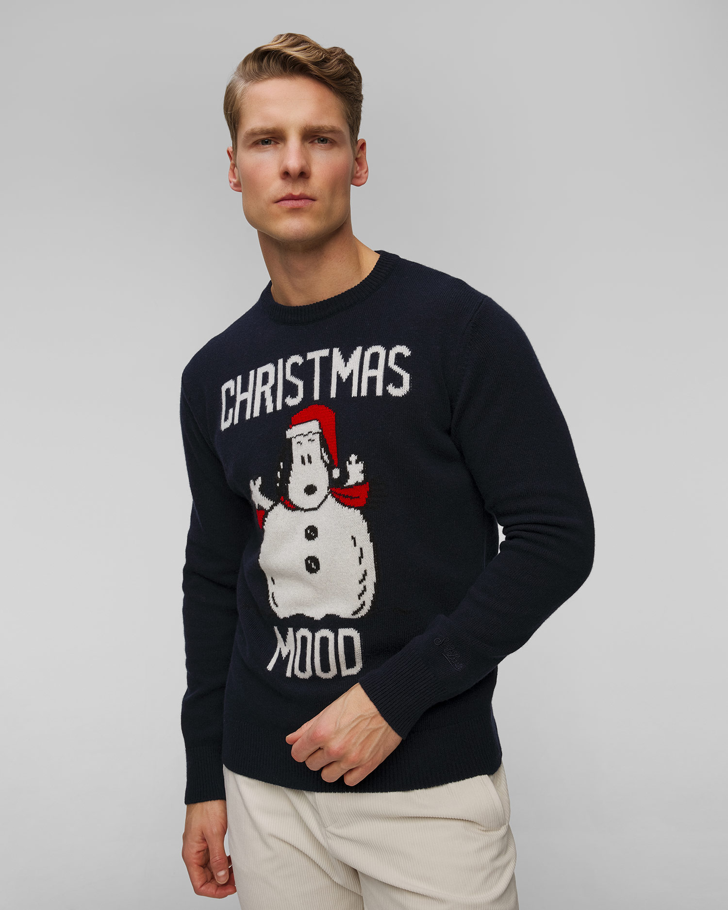 MC2 Saint Barth Heron Wollpullover für Herren in Marineblau, Farbe/Muster: Granatowy