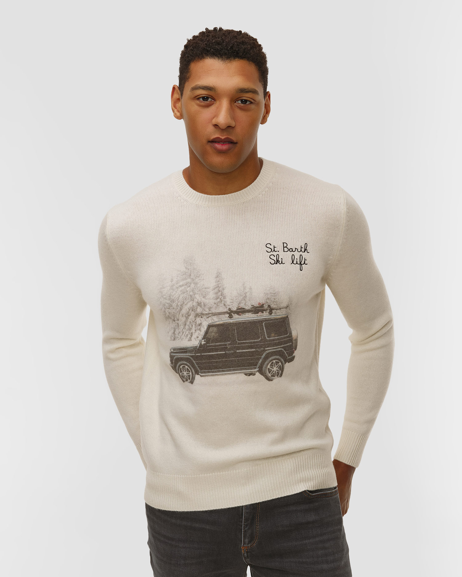 Pánský svetr s grafickým motivem MC2 Saint Barth Heron Print