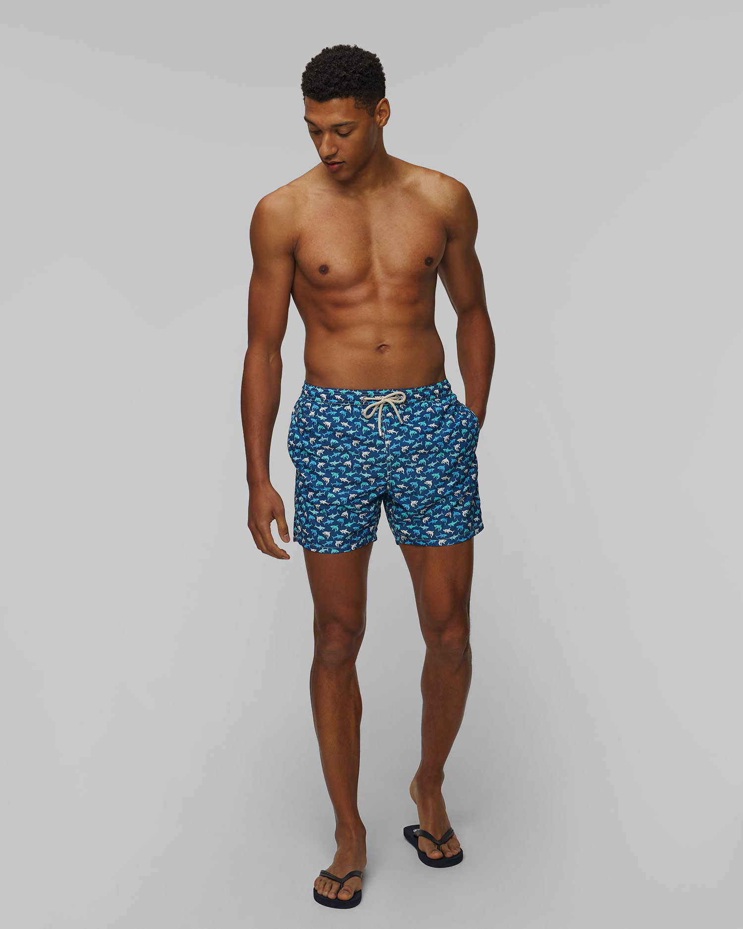 Men's blue swimming trunks MC2 Saint Barth Lighting Micro Fantasy