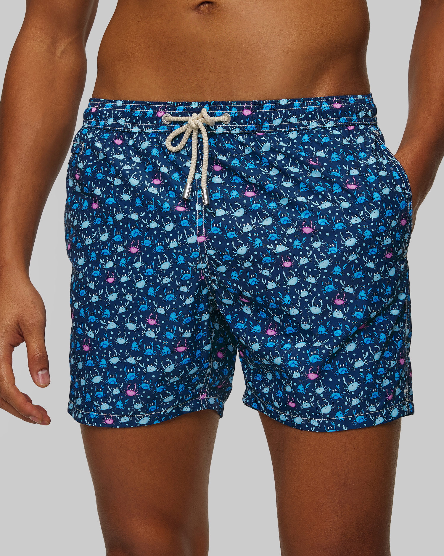Short de bain bleu marine pour hommes MC2 Saint Barth Lighting Micro Fantasy, Couleur: Print,Granatowy