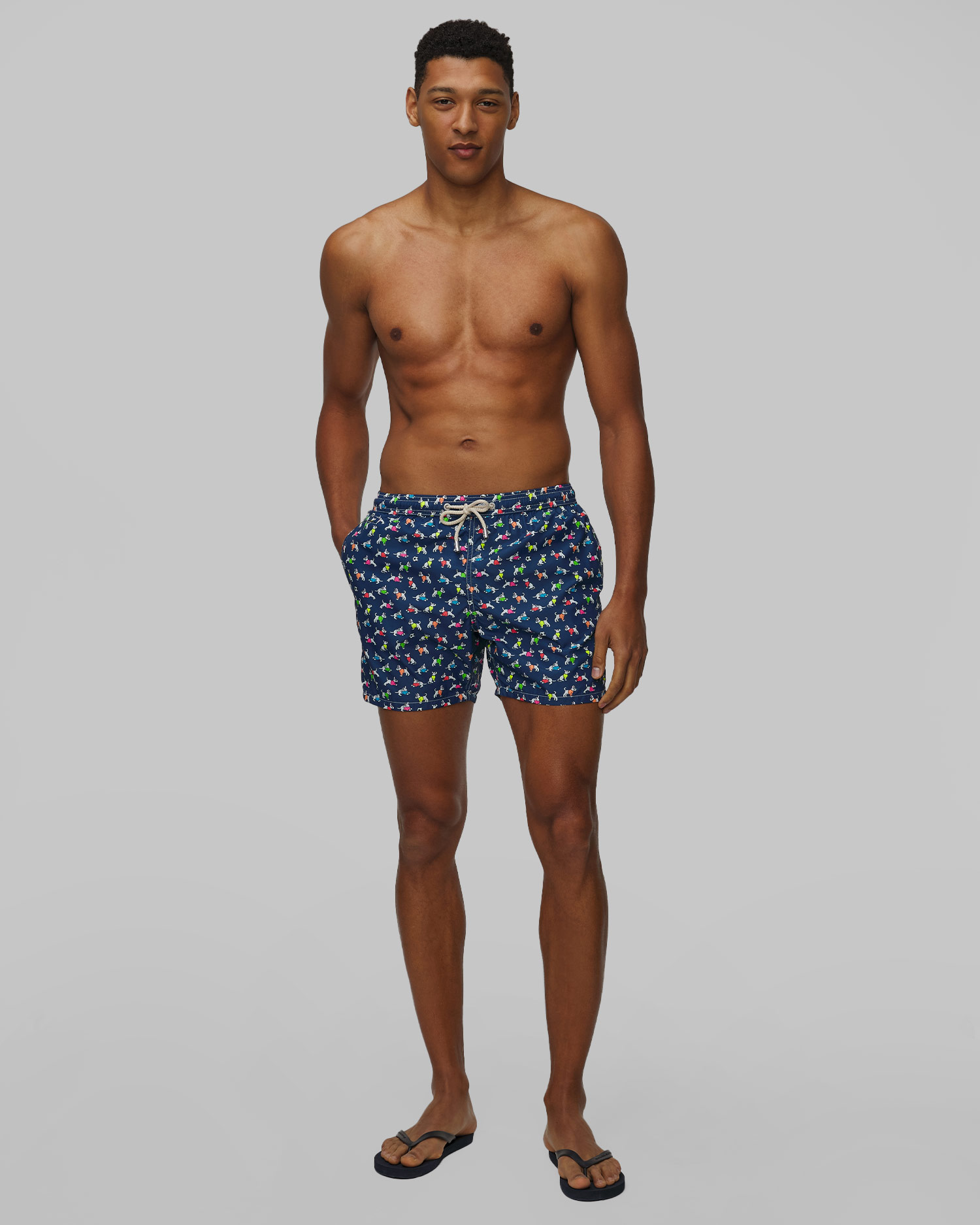 Men's navy blue swimming trunks MC2 Saint Barth Lighting Micro Fantasy