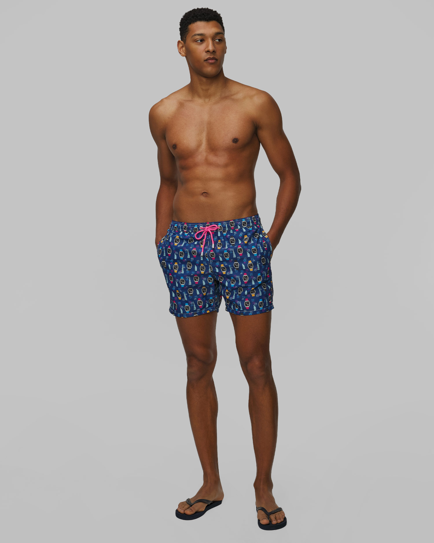Men's navy blue swimming trunks MC2 Saint Barth Lighting Micro Fantasy