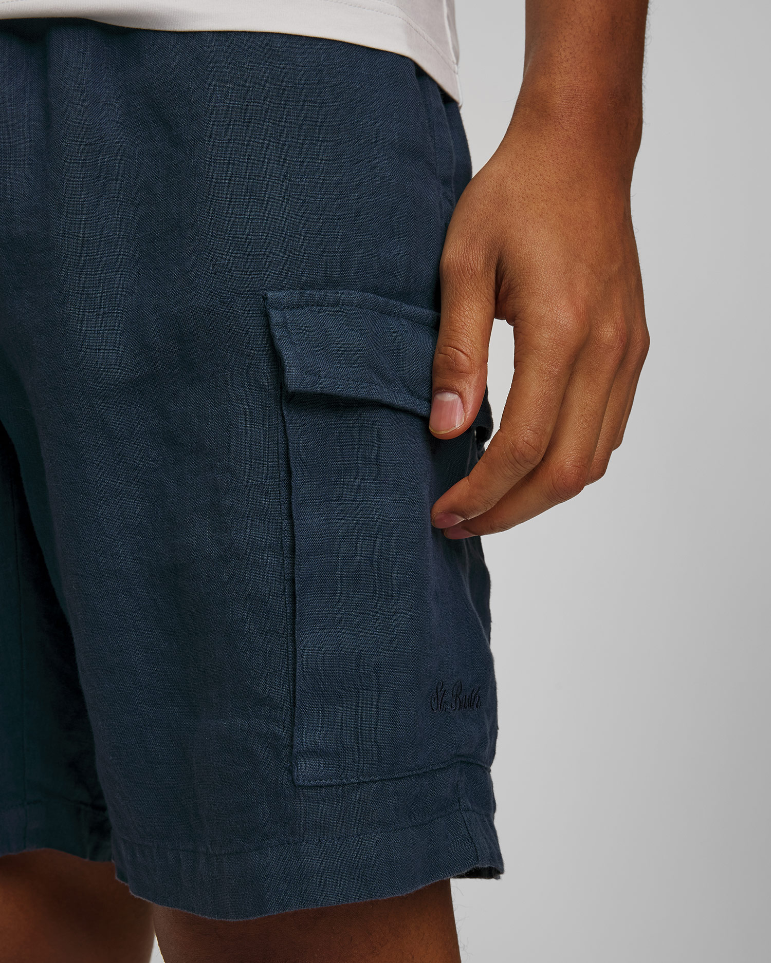 Short en lin bleu marine pour hommes MC2 Saint Barth Marseille
