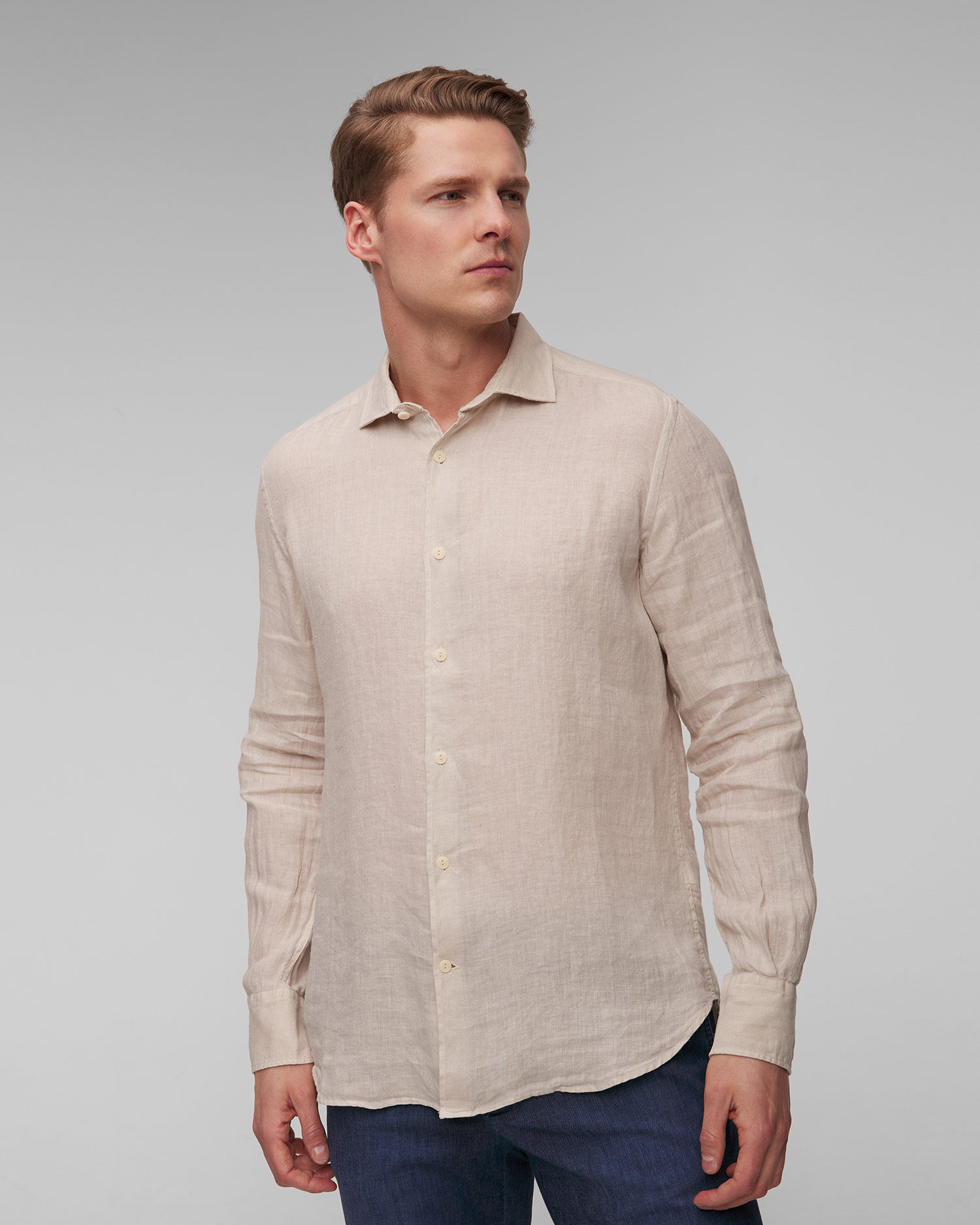 MC2 Saint Barth Leinenhemd für Herren in Beige, Farbe/Muster: Beżowy