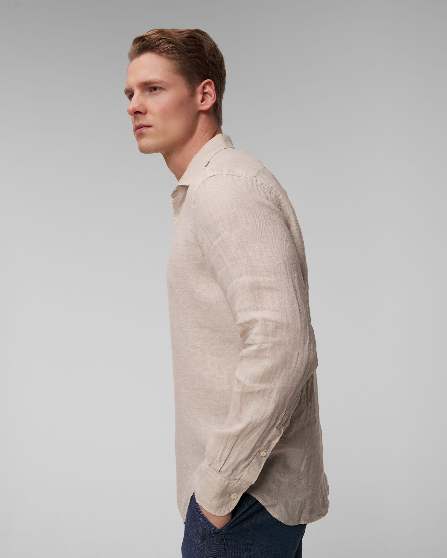 Men’s beige linen shirt MC2 Saint Barth