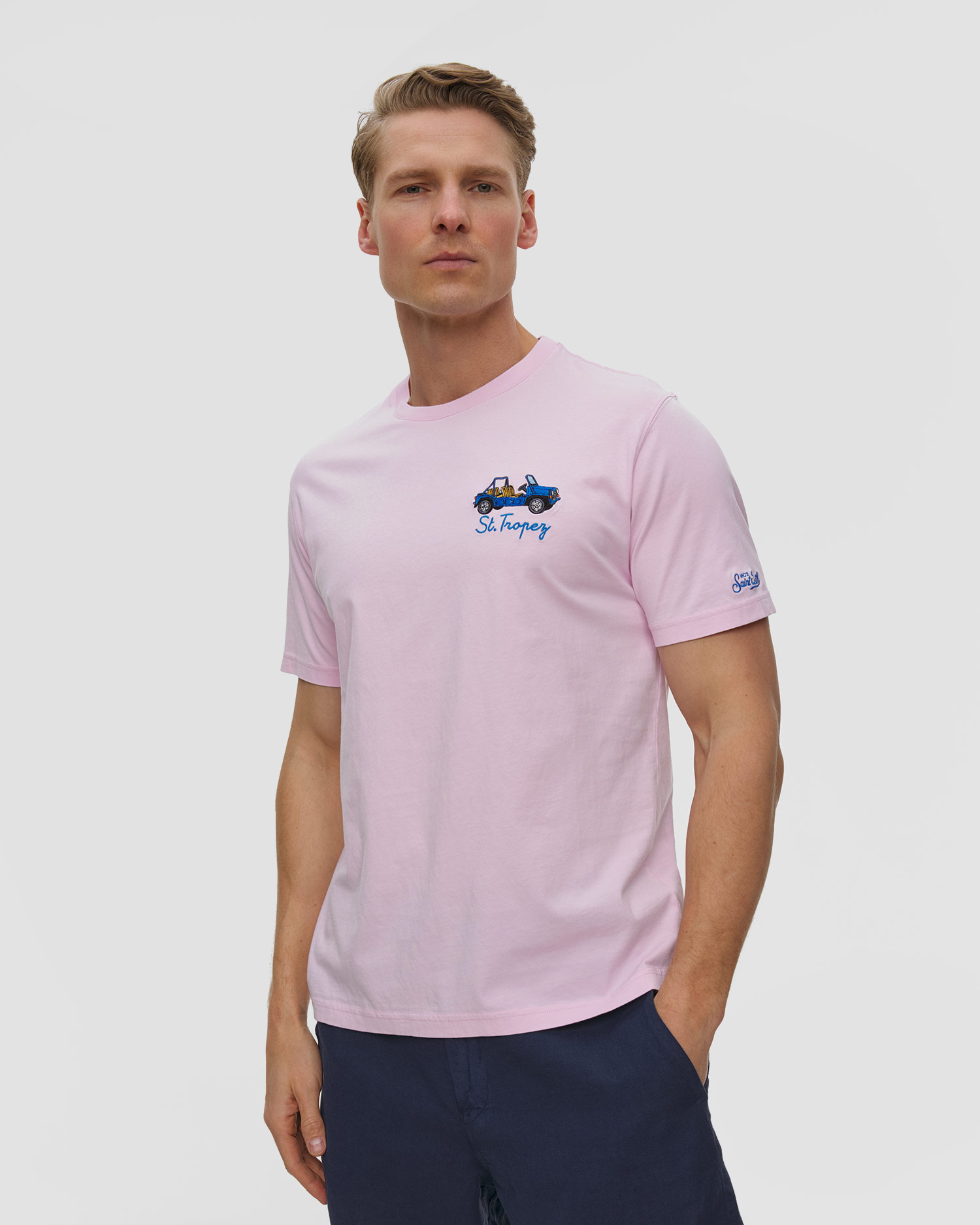 Pánské tričko MC2 Saint Barth Portofino, Barva/Vzor: Różowy