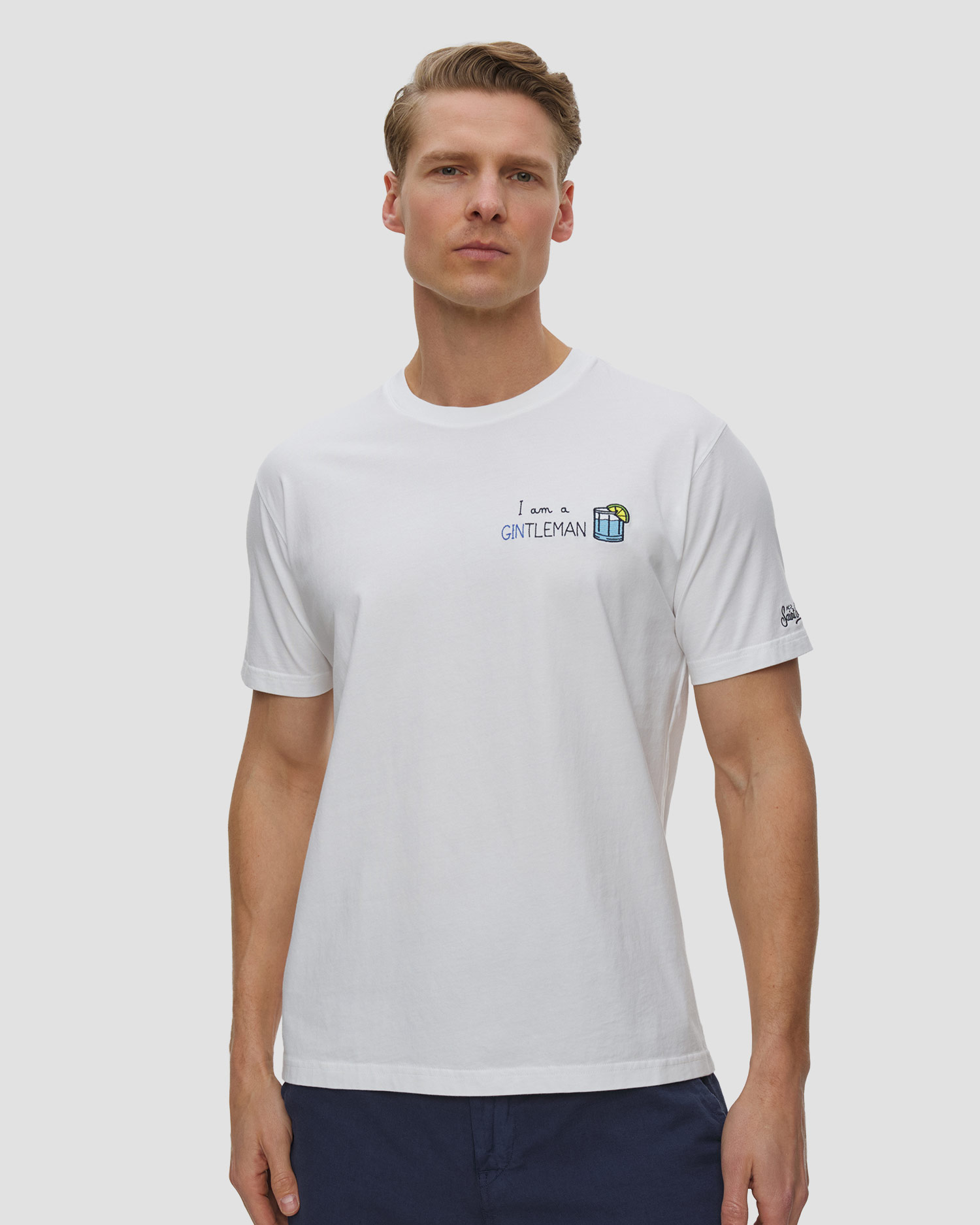 Bílé pánské tričko MC2 Saint Barth Portofino, Barva/Vzor: Biały