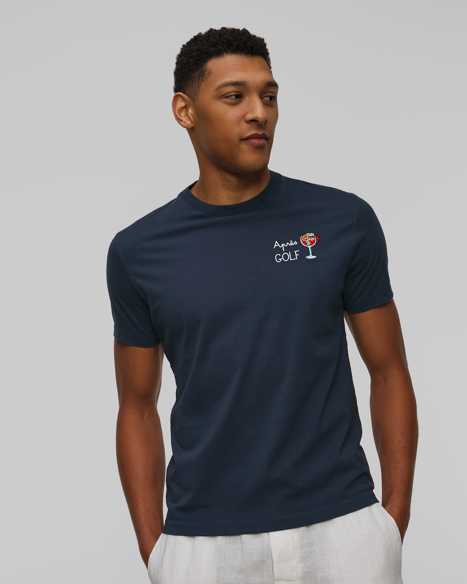 Granatowy T-shirt męski MC2 Saint Barth Portofino, Kolor/Wzór: Granatowy