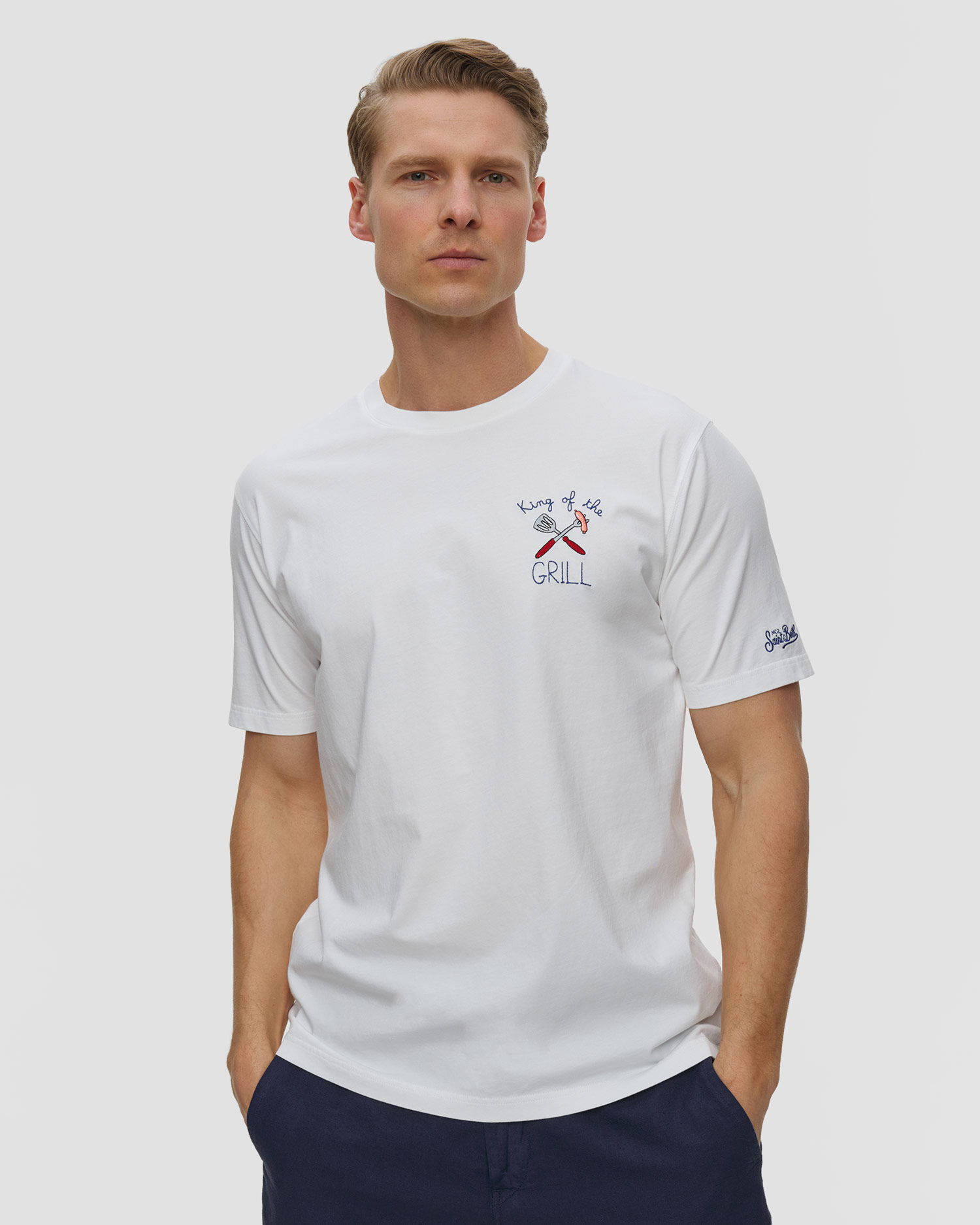 Bílé pánské tričko MC2 Saint Barth Portofino, Barva/Vzor: Biały