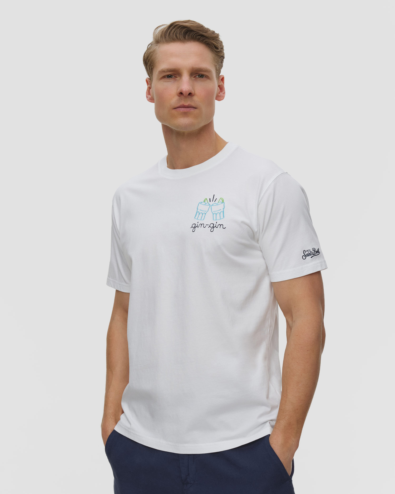 Pánské tričko MC2 Saint Barth Portofino, Barva/Vzor: Biały