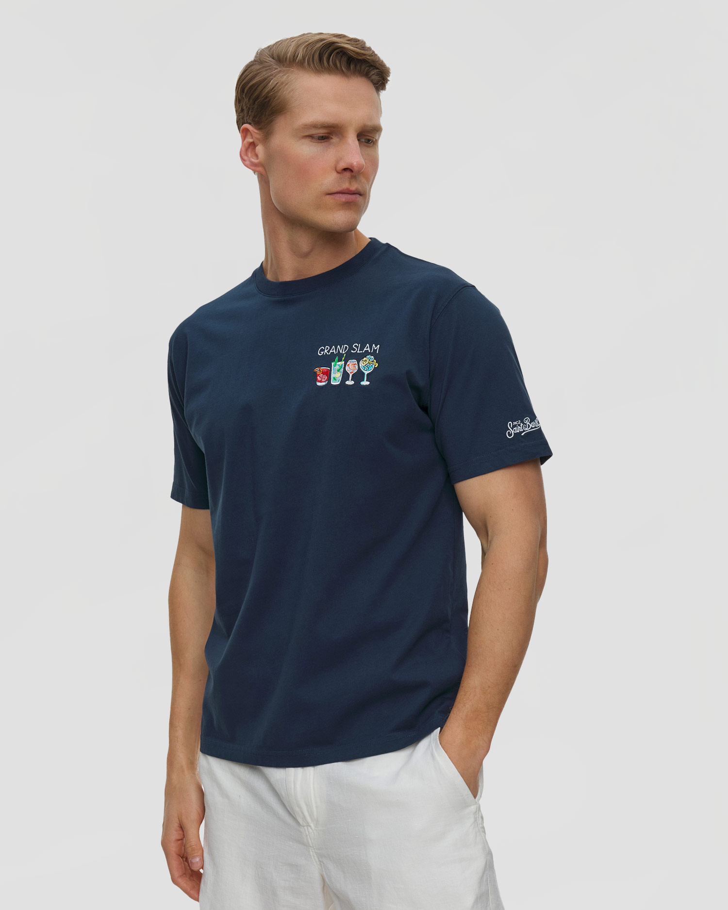 Pánské tričko MC2 Saint Barth Portofino v tmavě modré barvě, Barva/Vzor: Granatowy