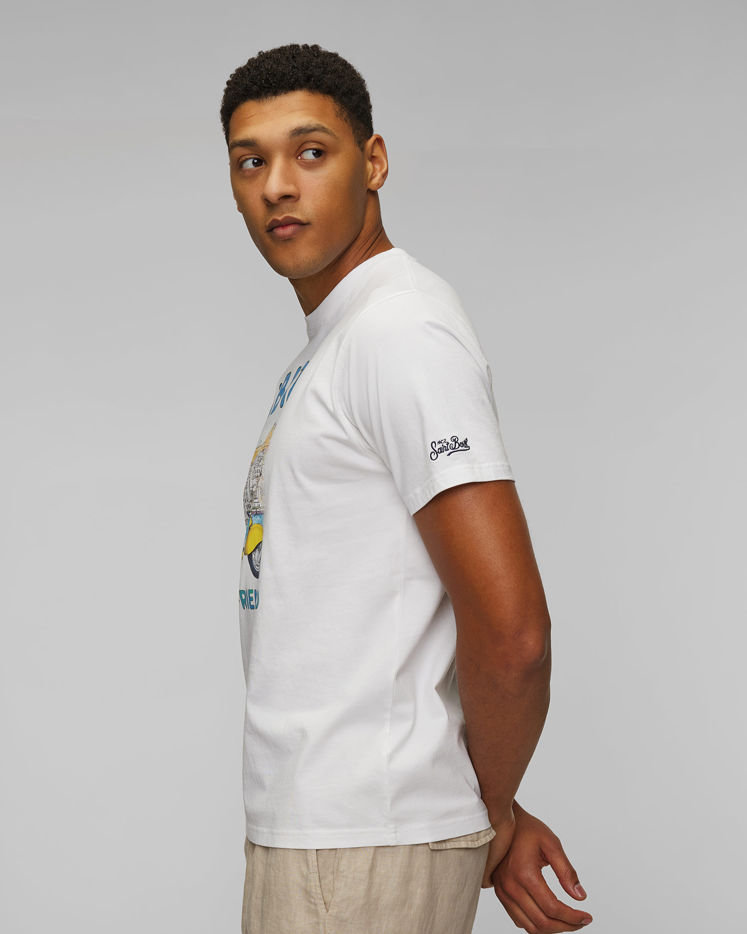 Men's white printed T-shirt MC2 Saint Barth