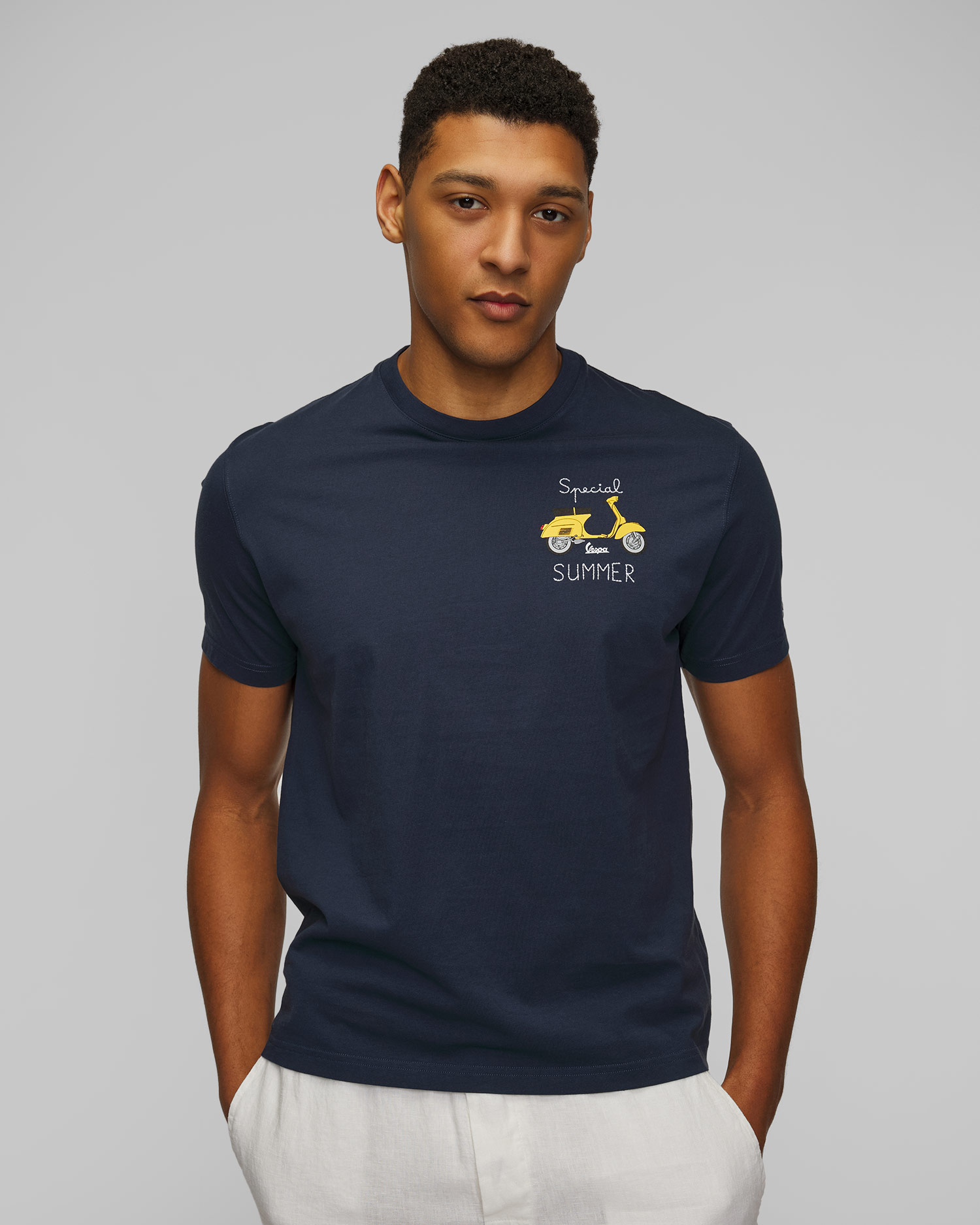 Men's navy blue printed T-shirt MC2 Saint Barth
