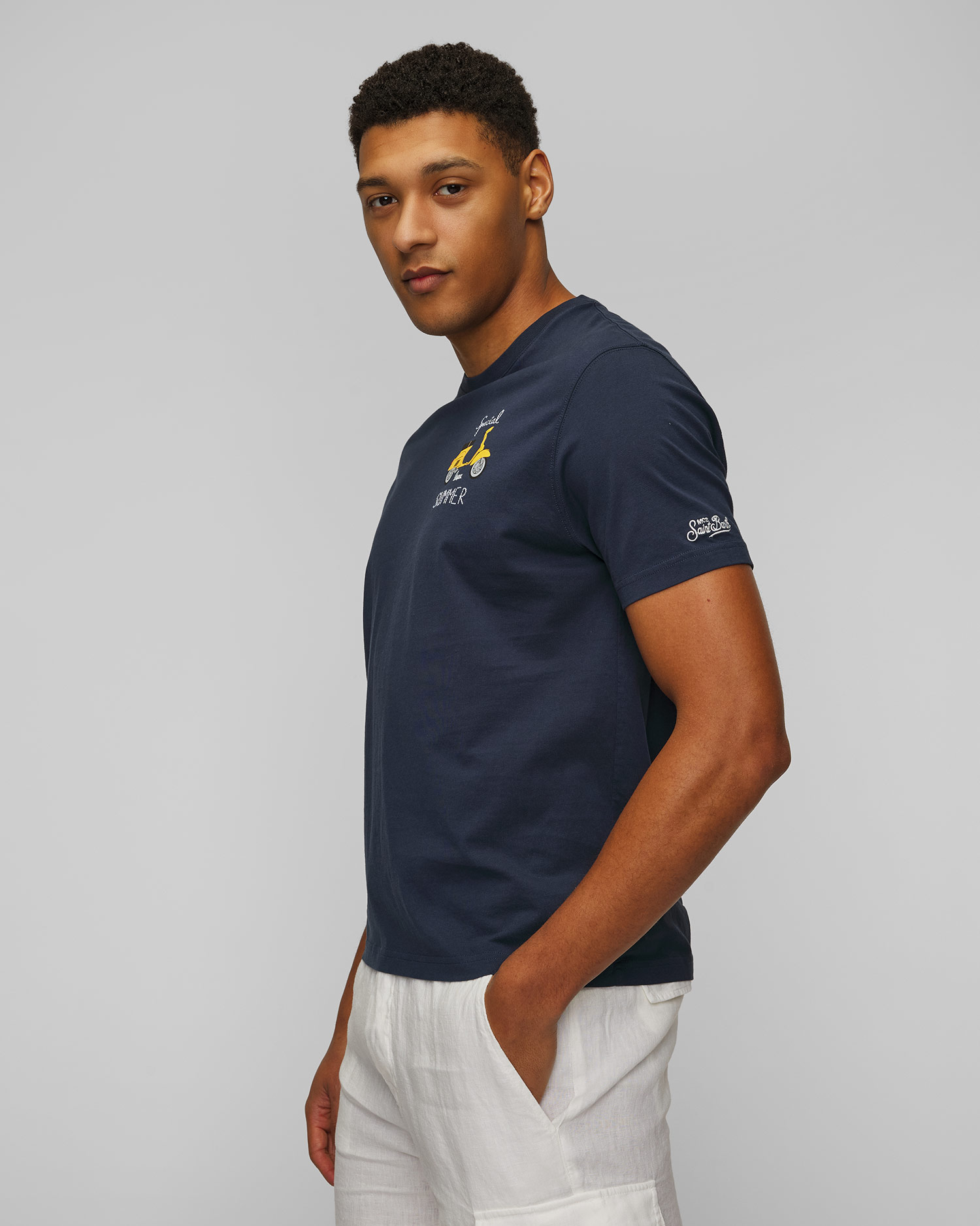 Men's navy blue printed T-shirt MC2 Saint Barth