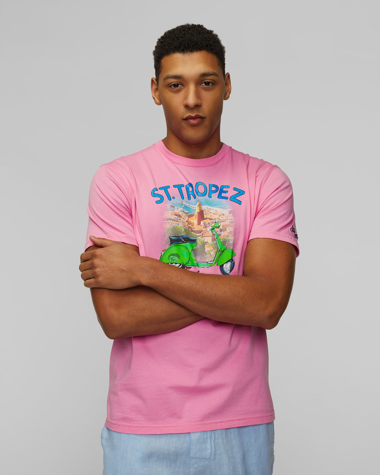 Men's pink printed T-shirt MC2 Saint Barth