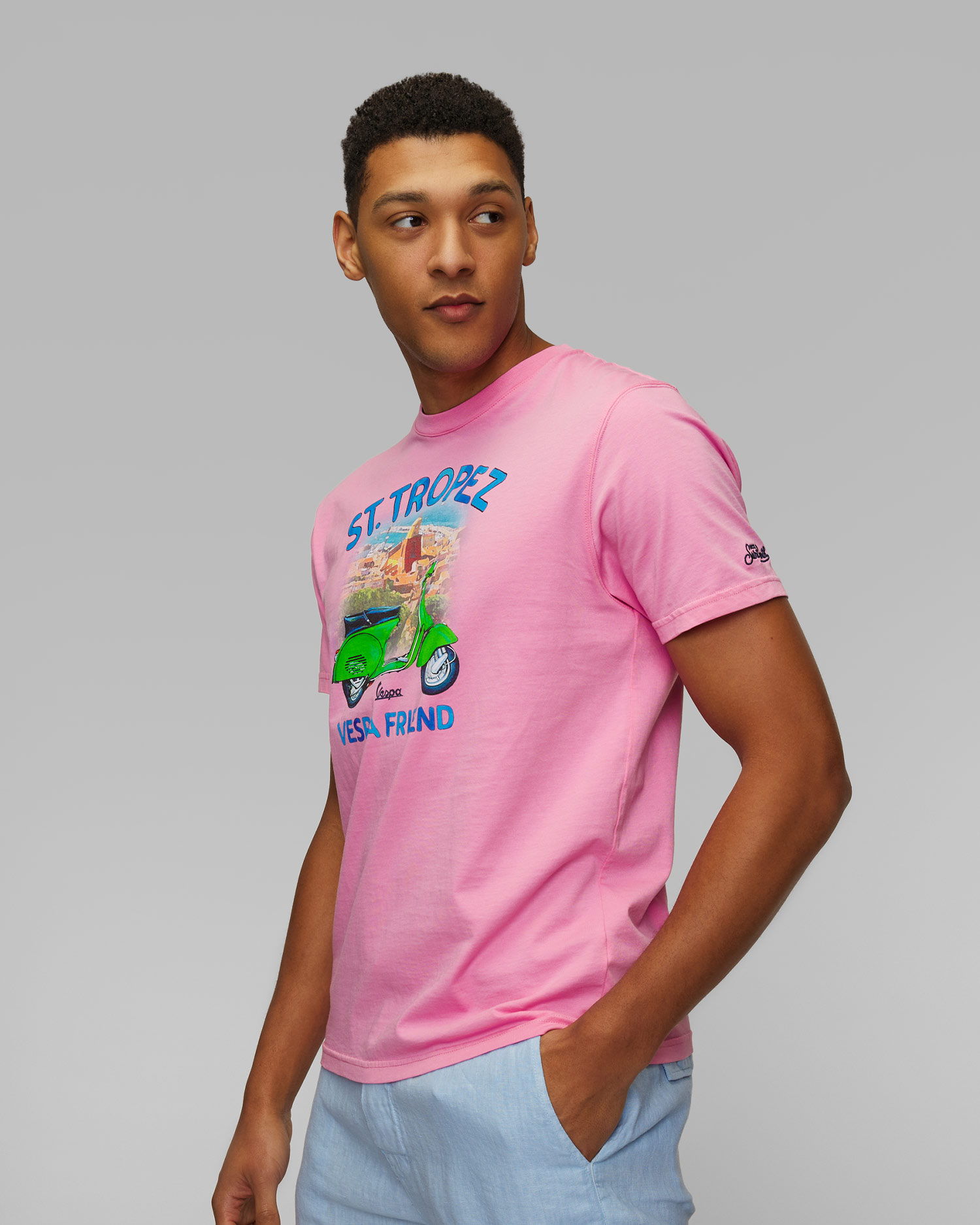 Men's pink printed T-shirt MC2 Saint Barth