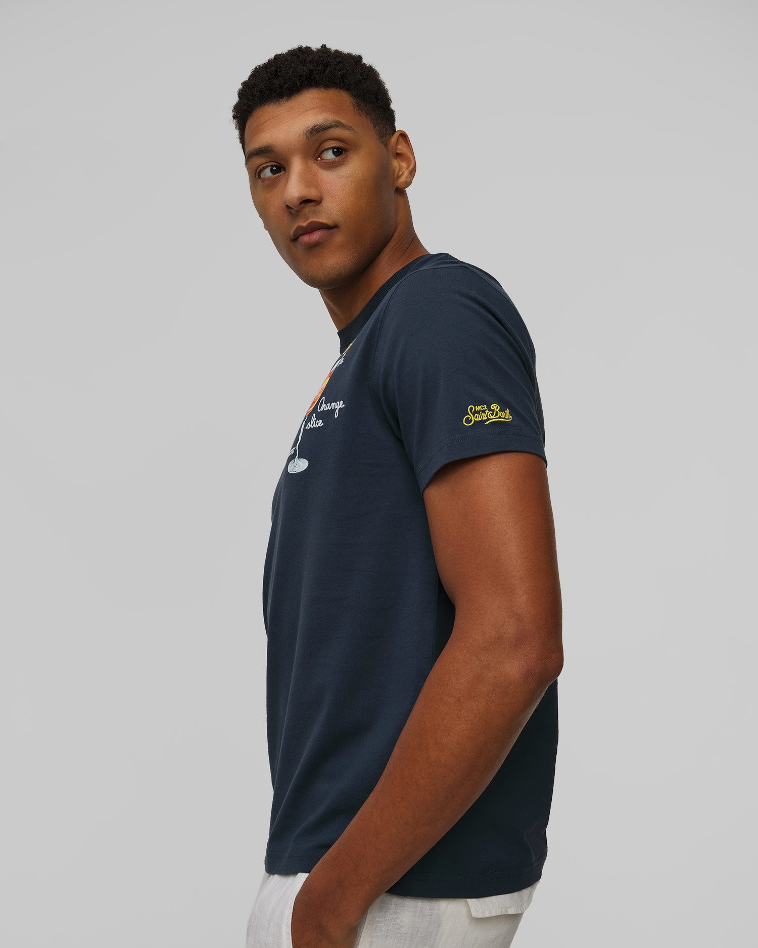 Men's navy blue printed T-shirt MC2 Saint Barth