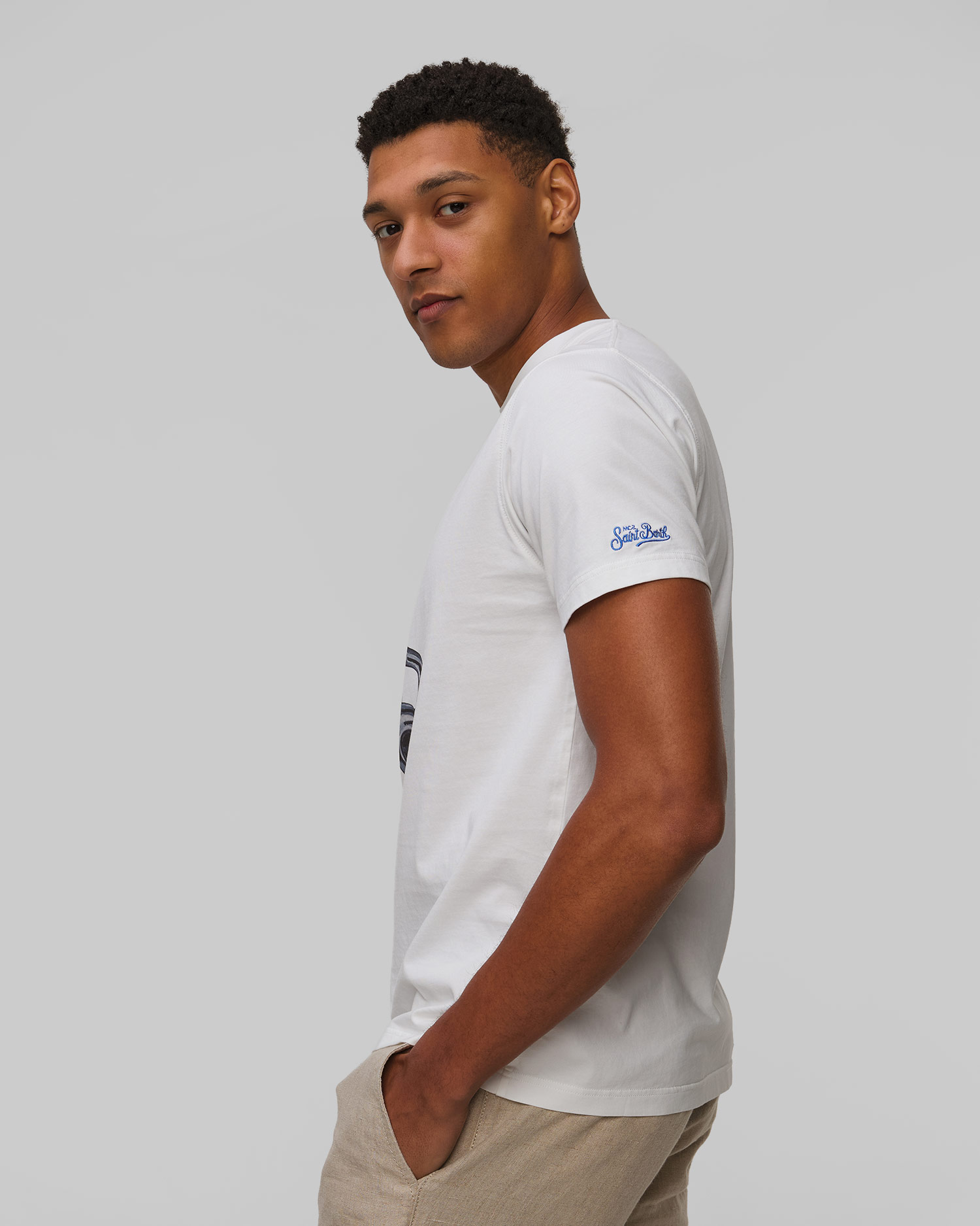 Men's white T-shirt with print MC2 Saint Barth