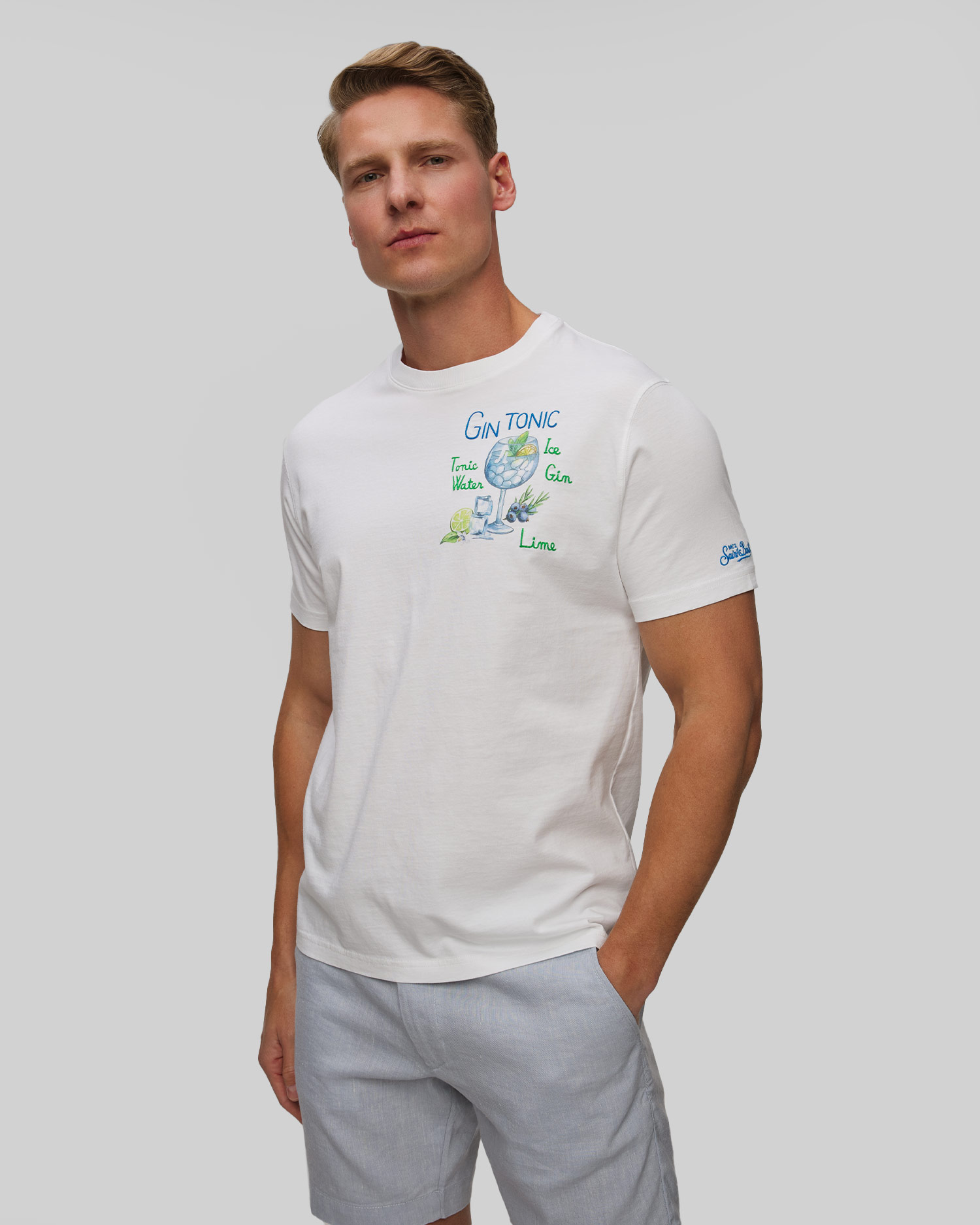 Biały T-shirt z nadrukiem męski MC2 Saint Barth