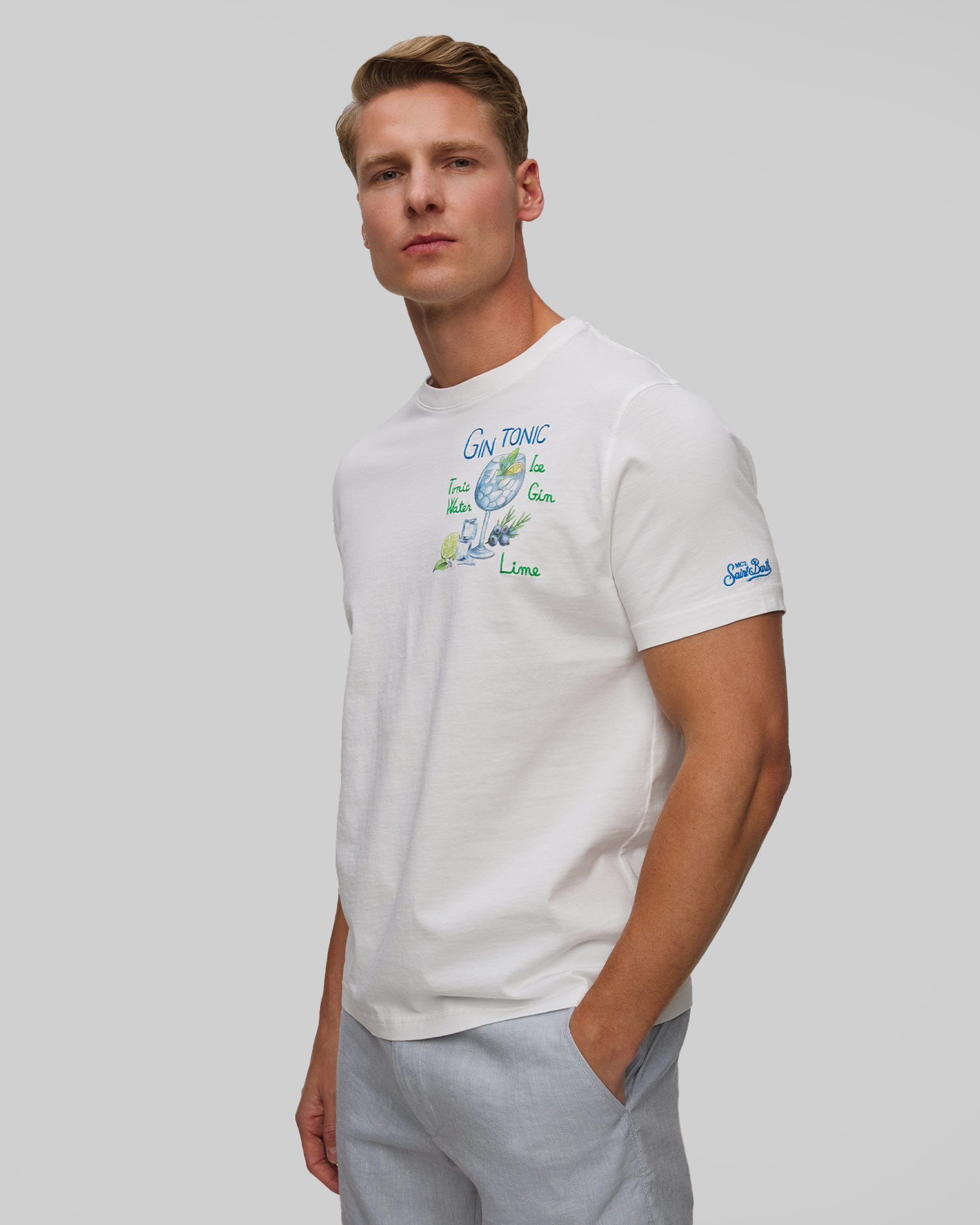 Men's white T-shirt with print MC2 Saint Barth