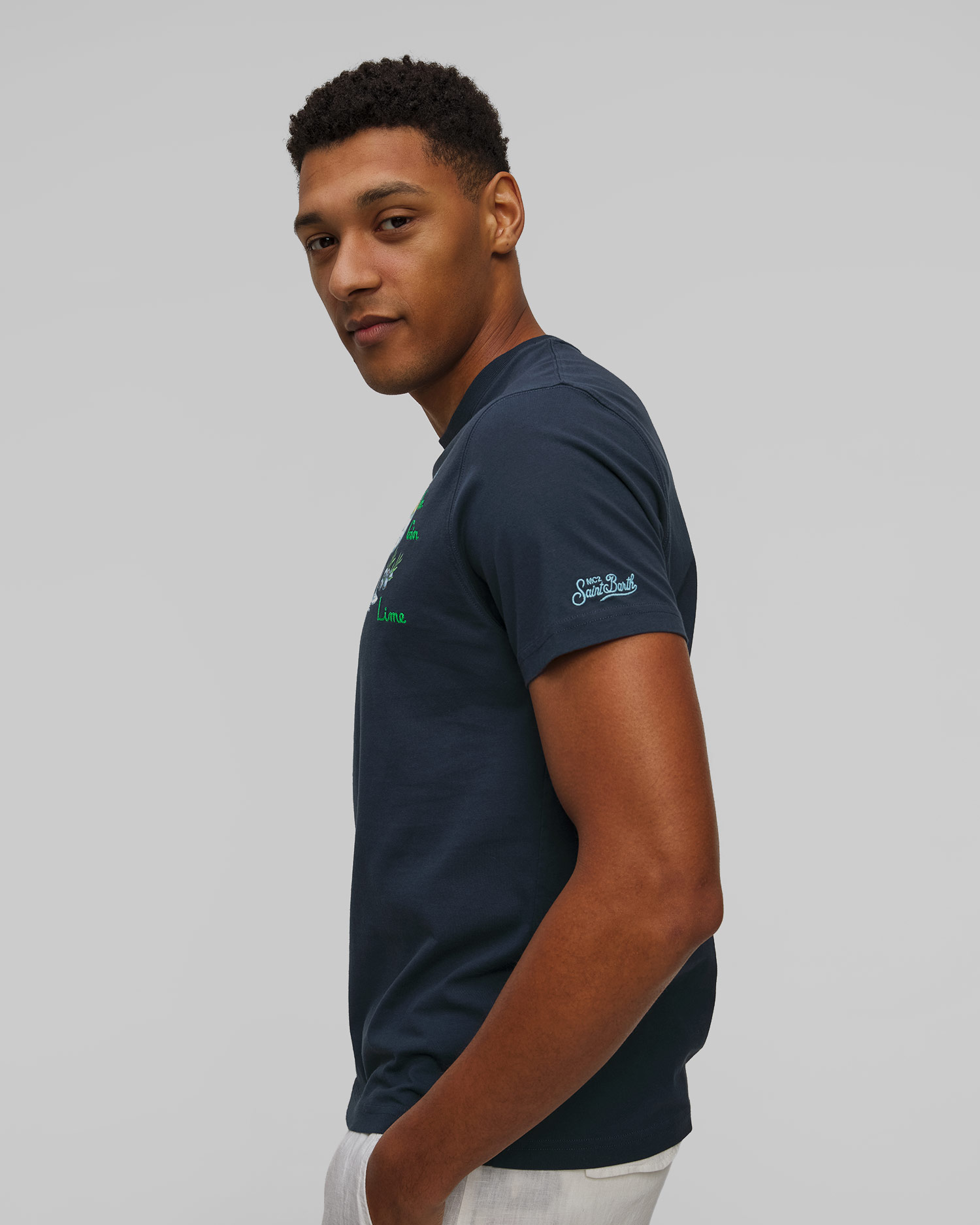 Men's navy blue printed T-shirt MC2 Saint Barth