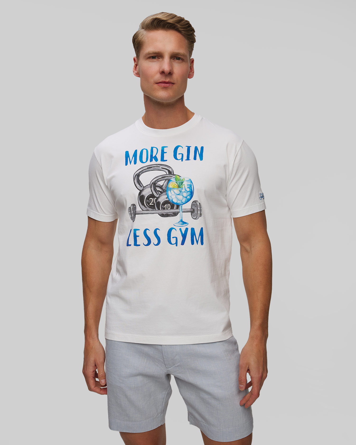Biały T-shirt z nadrukiem męski MC2 Saint Barth
