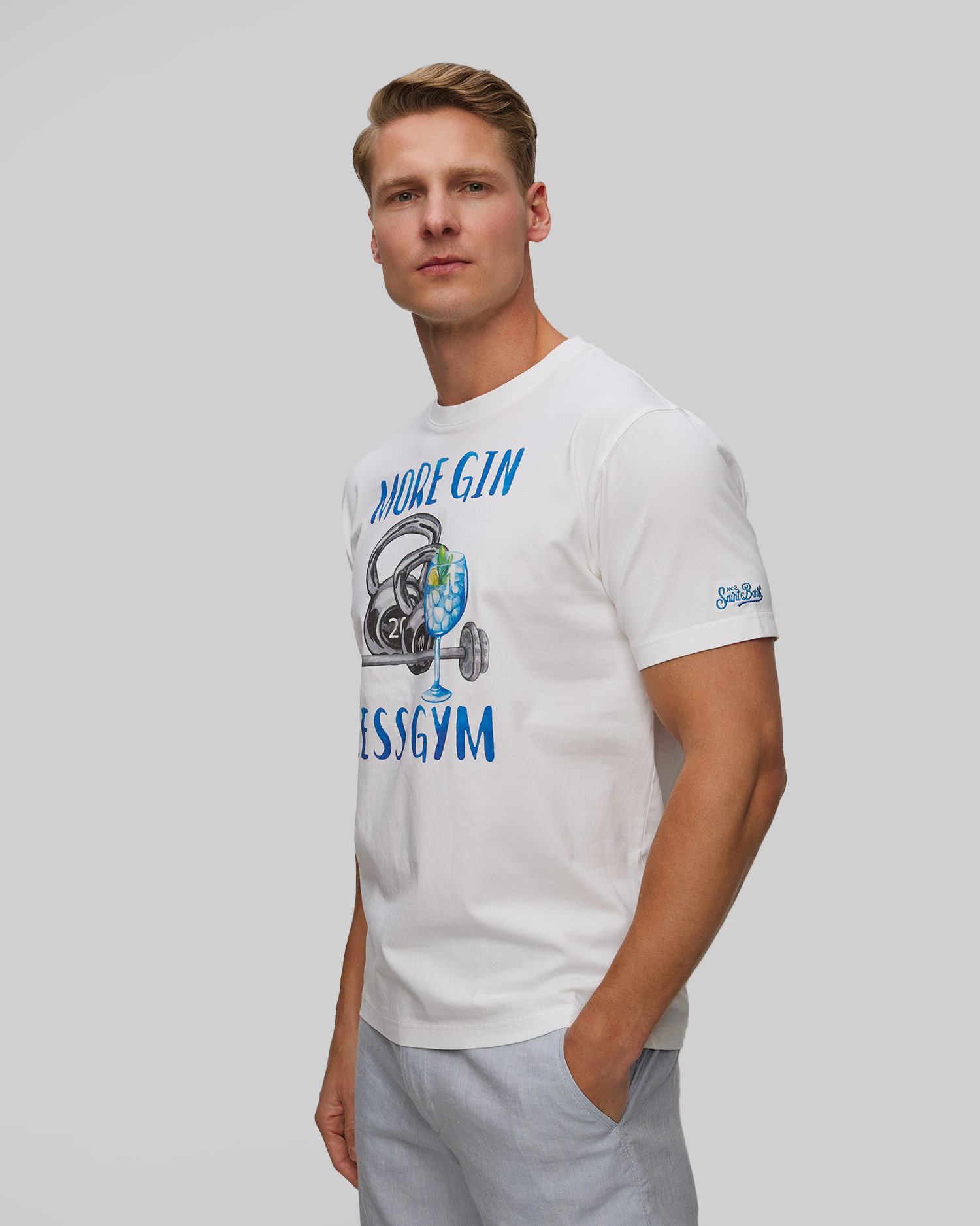 Men's white T-shirt with print MC2 Saint Barth