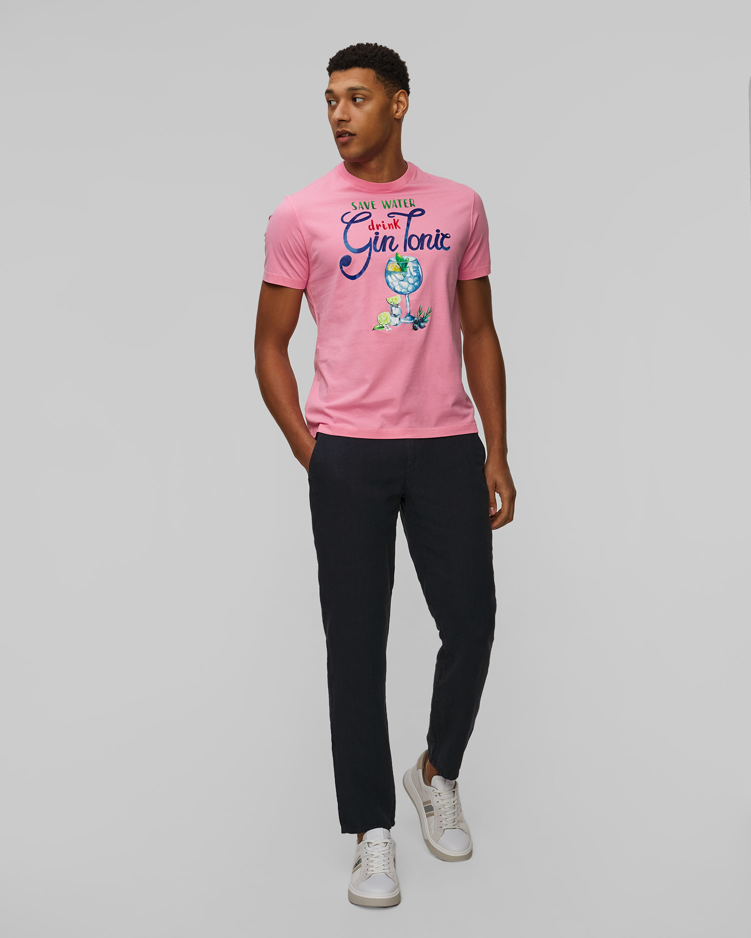 Men's pink printed T-shirt MC2 Saint Barth